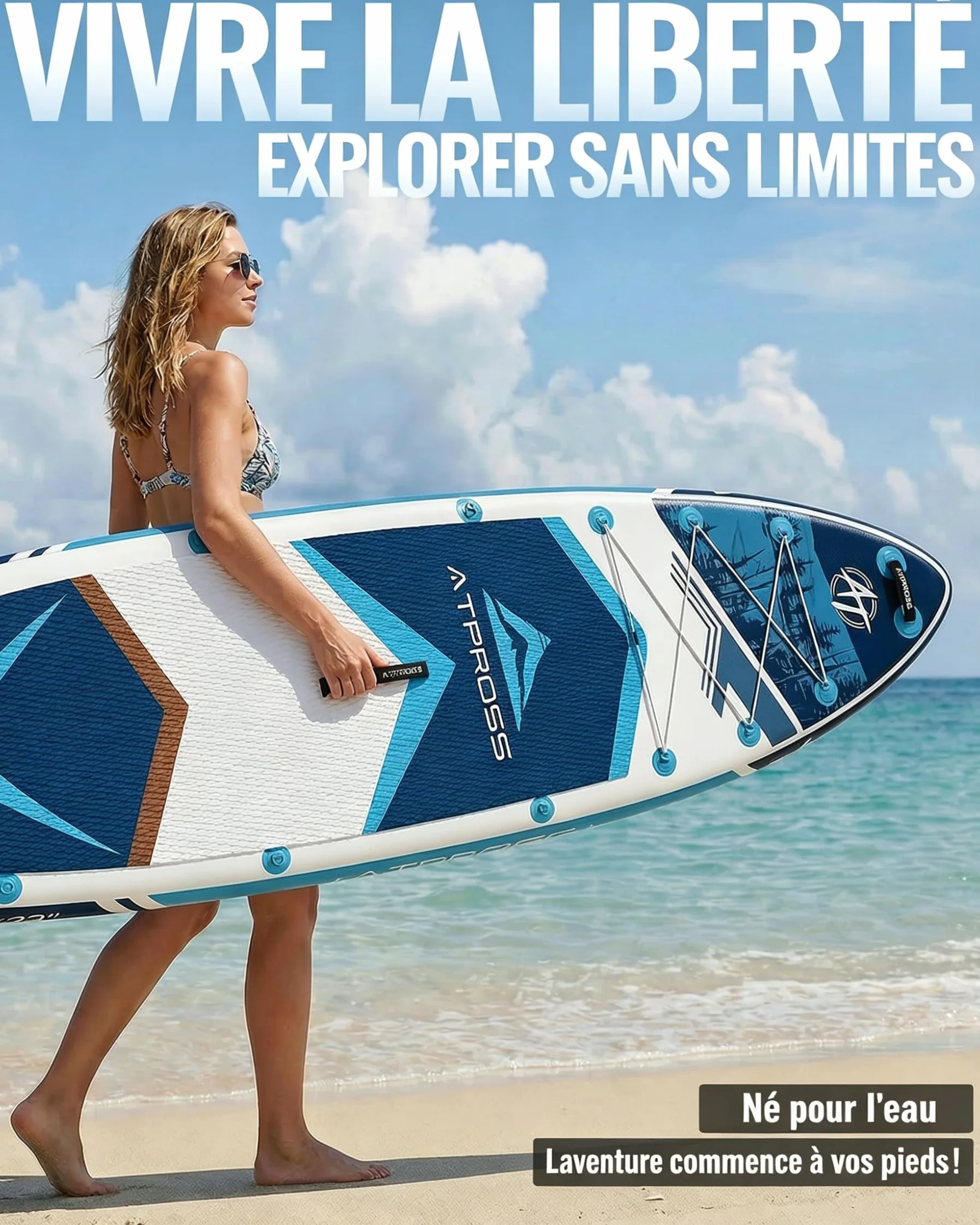 Stand Up Paddle Gonflable Adulte avec Siège Kayak & Accessoires, 320x84cm Planche de Sup Extra Large pour 2 Personnes, Charge 200kg, Kayak Gonflable 2 Places Stable et Antidérapant pour Surf