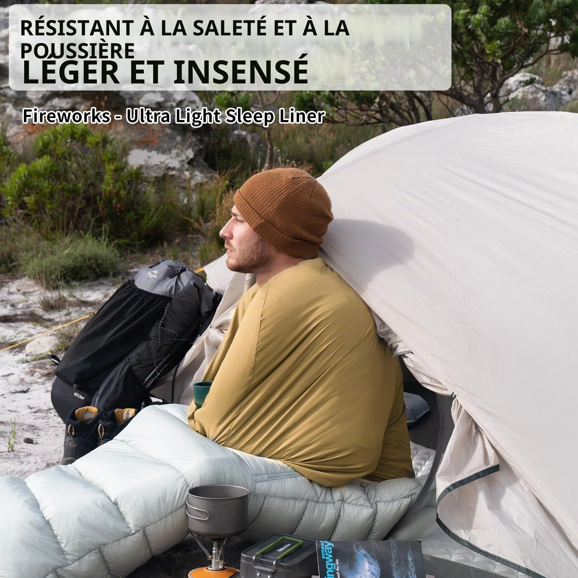Naturehike Sac de Couchage de Refuge Ultralight Liner Seulement 128g Couverture de Voyage avec Small Pack Size Sac de Couchage Intérieur pour Le Backpacking, Les Auberges, Le Camping