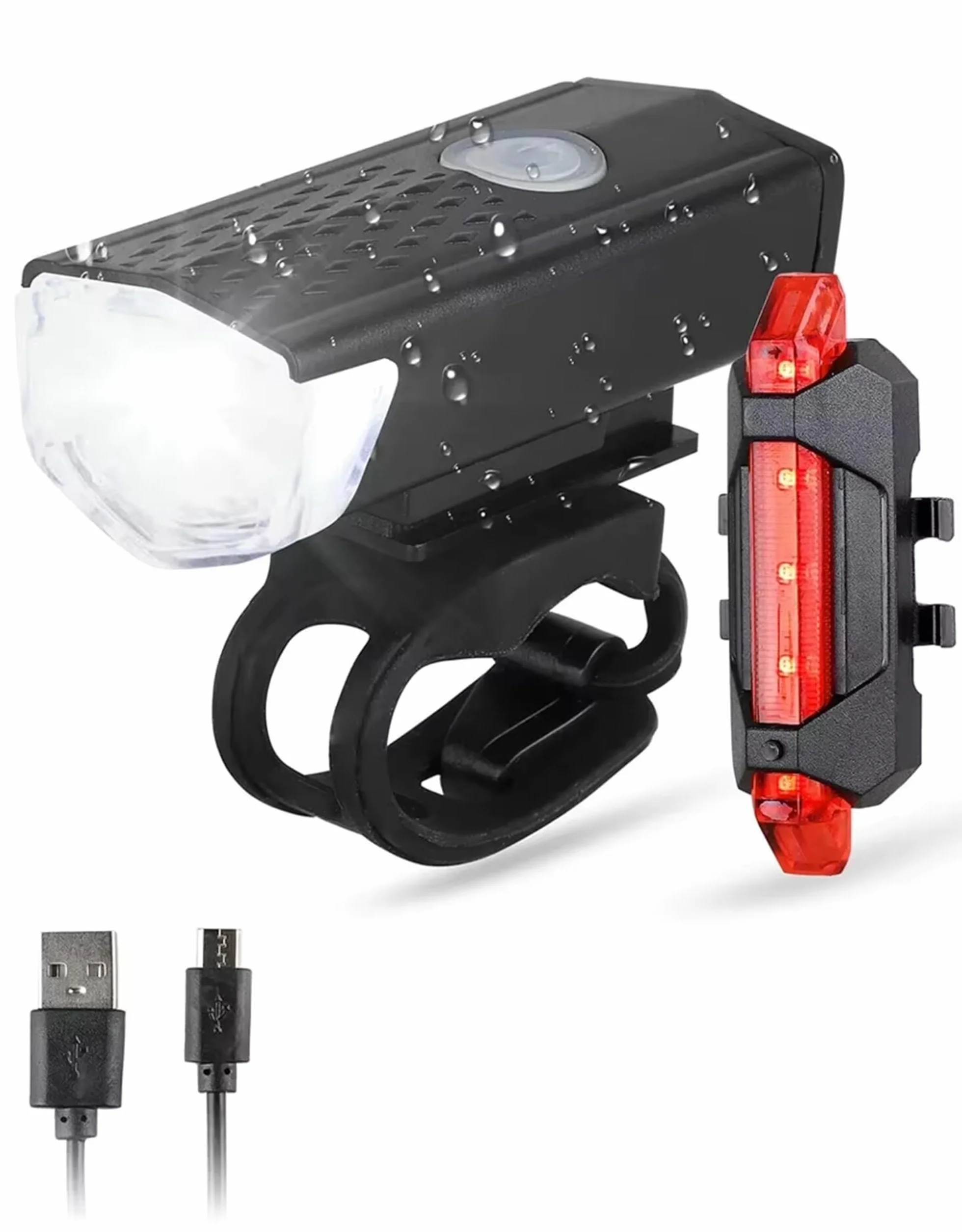 Lumière Vélo Avant et Arrière Rechargeable USB - LED 400 Lumens, 7 Modes d'Éclairage puissants, Sécurité et Visibilité la Nuit
