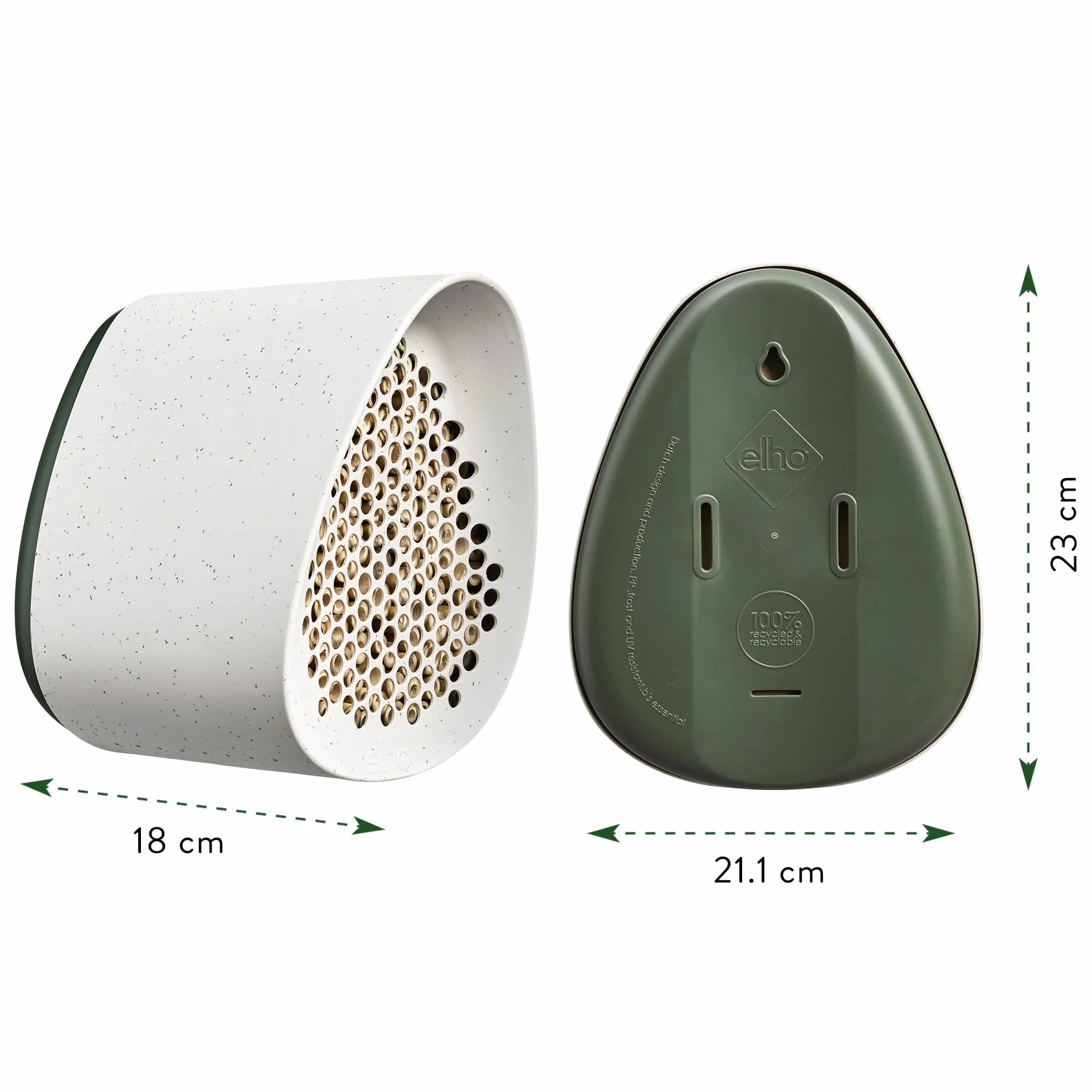 Elho Essential Bee Hotel 18cm - Hôtel pour Abeilles - Plastique Recyclé - Gris