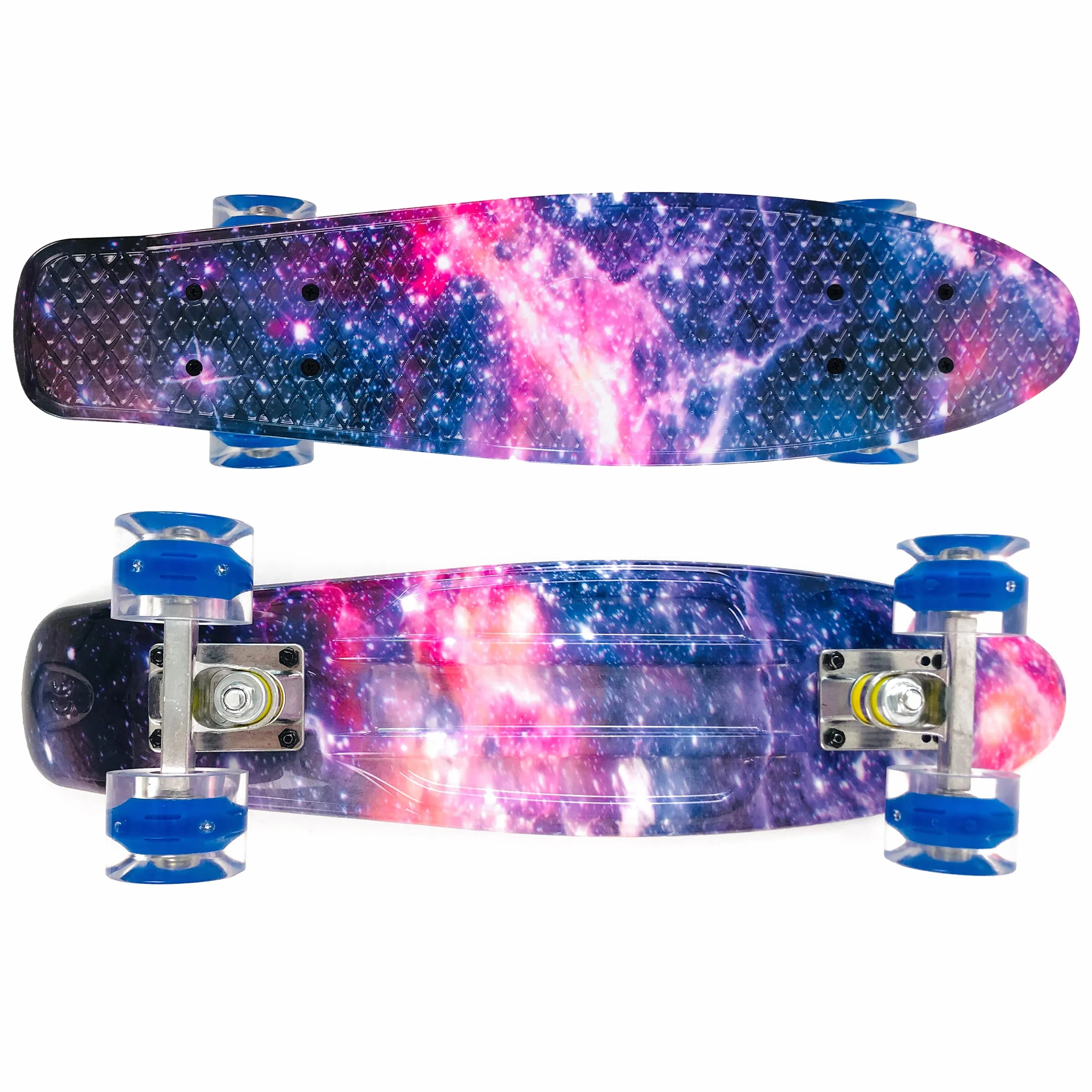 Skateboard Enfants,Mini Cruiser 22 Pouces Skateboard avec Light Up Roues Complete Skateboard pour Adultes Enfants débutants Filles garçons Cadeau d'anniversaire