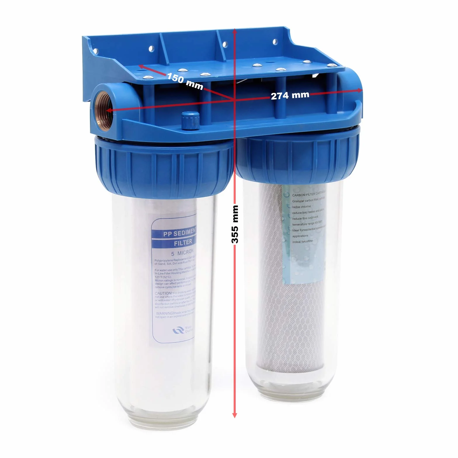 Naturewater NW-BR10B3 Double filtre Eau potable 2 Étapes 360 L/h 3/4" 26,16 mm Filtration Purification