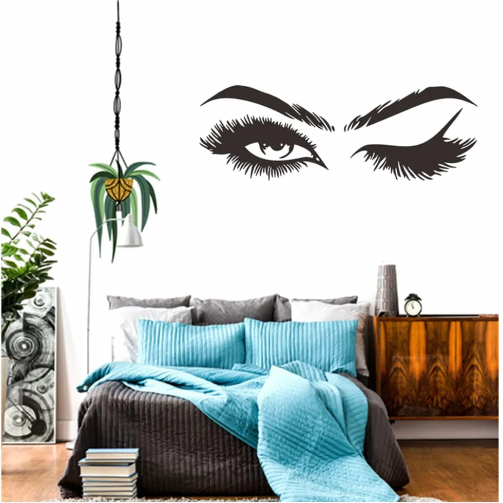 Beaux Cils Sticker Mural Vinyle Autocollant Décoration Murale Noir