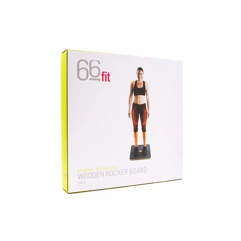 66fit Planche d'équilibre à bascule en bois - Surface en PVC - 50 cm
