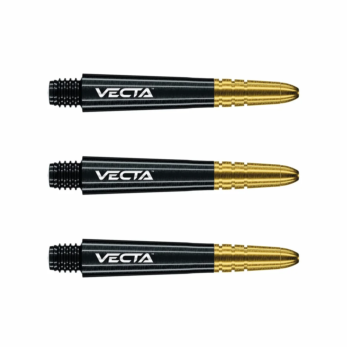 WINMAU Vecta Tiges de fléchettes Polycarbonate 1 Ensemble 3 Fléchettes Accessoires Professionnelles Noir et Or Courtes
