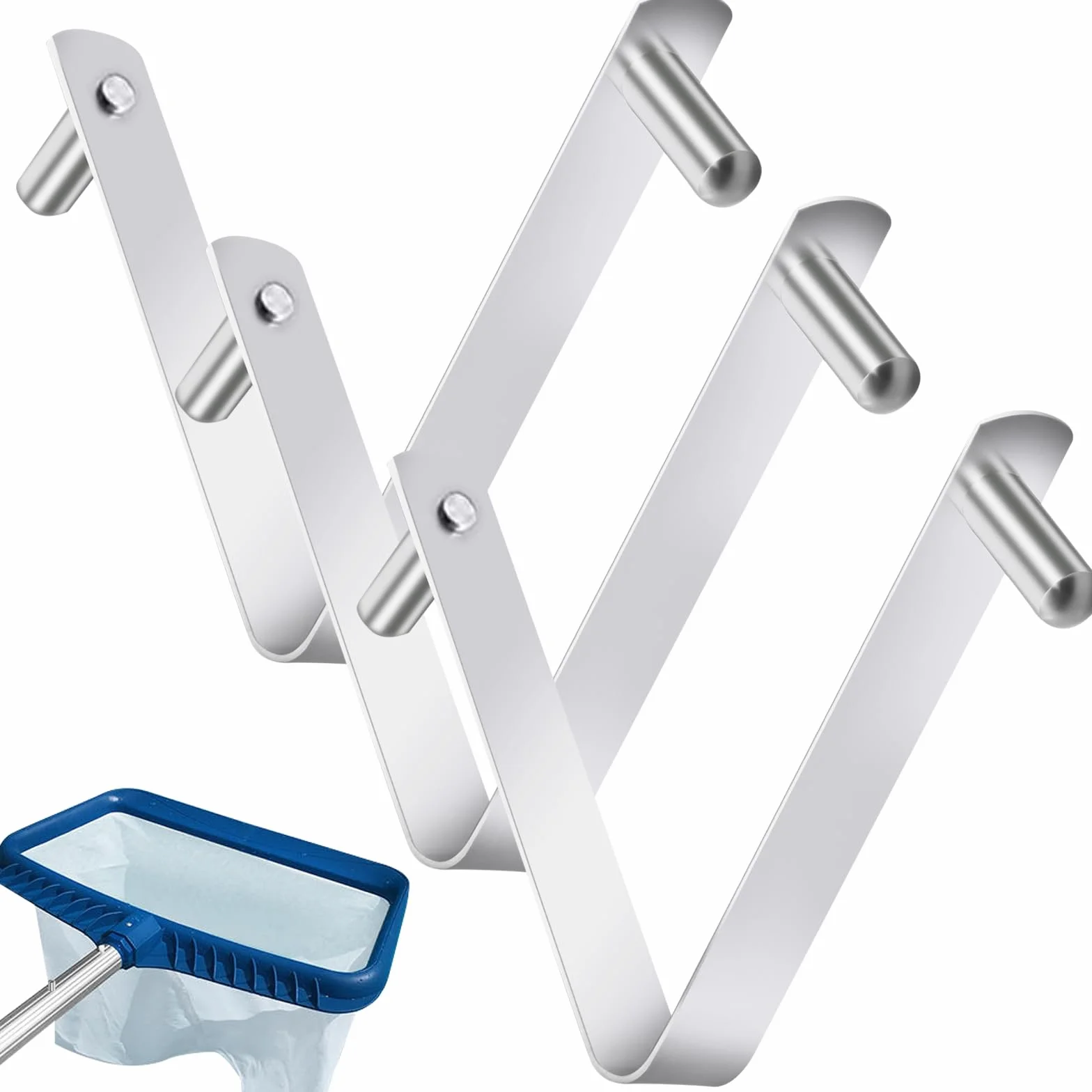 CANIPHA Clips en V pour Brosse Piscine, Clips pour Poteaux Piscine en Acier Inoxydable, Accessoires de Piscine