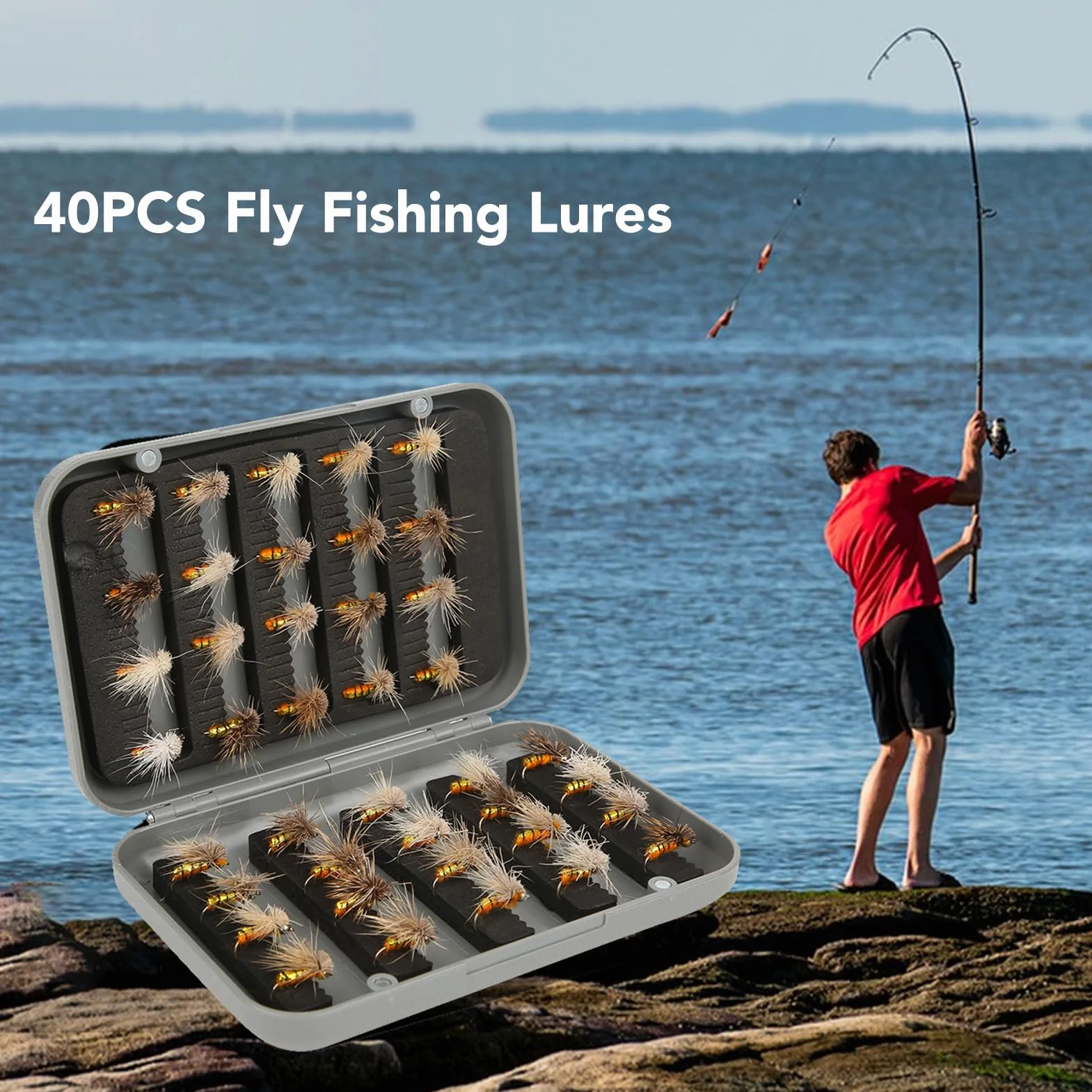 Mouches de Pêche Tenkara, 40 Pièces, Kebari, Mouches Sèches, pour Pêche à la Truite, Rivière, Ruisseau de Montagne