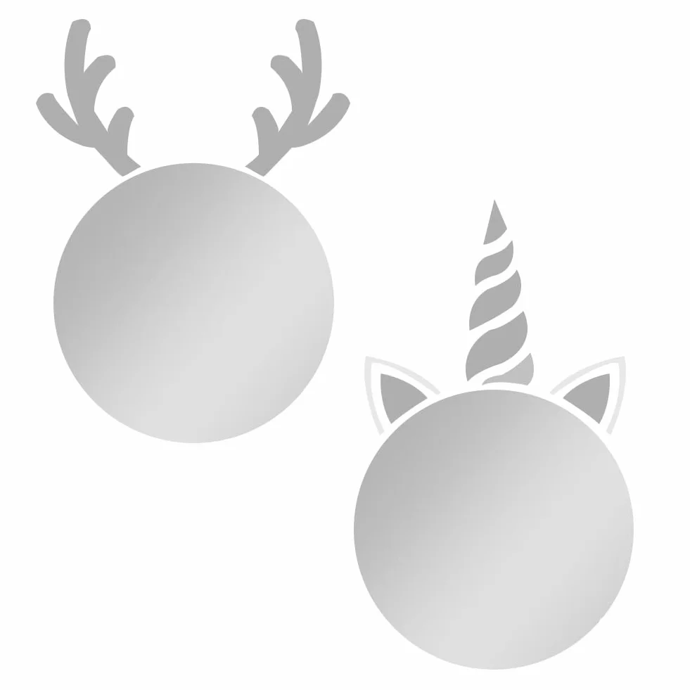 Lot de 2 miroirs autocollants incassables en acrylique 20 cm Motif licorne