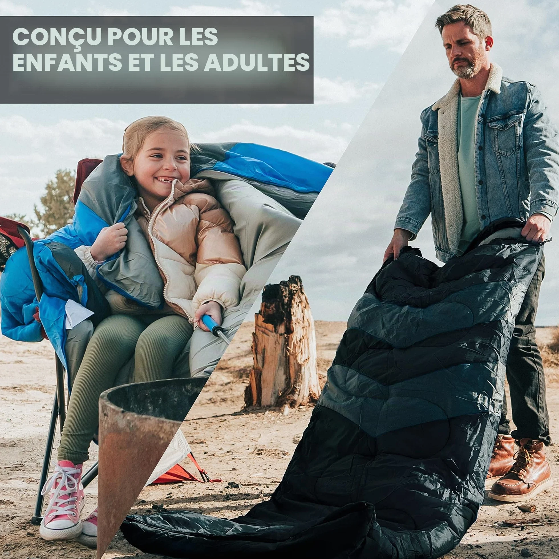 MalloMe Sac de Couchage Adulte Enfant Hiver Été Printemps Automne - Duvet 1 Personne - Imperméable Sacs de Couchage de Damping et Randonnée - Sac Couchage Ultra Léger, Compact Sleeping Bag