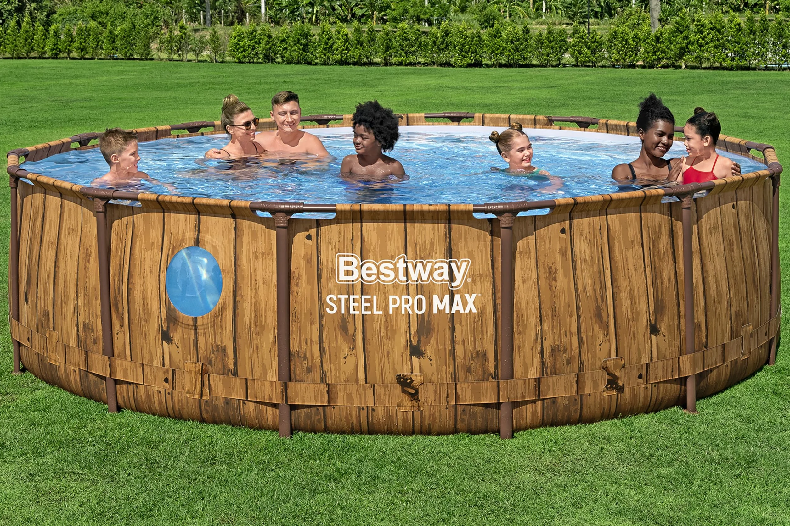 Bestway Steel Pro Max Splashview Kit Piscine Hors Sol Ronde 427 cm x 107 cm Marron