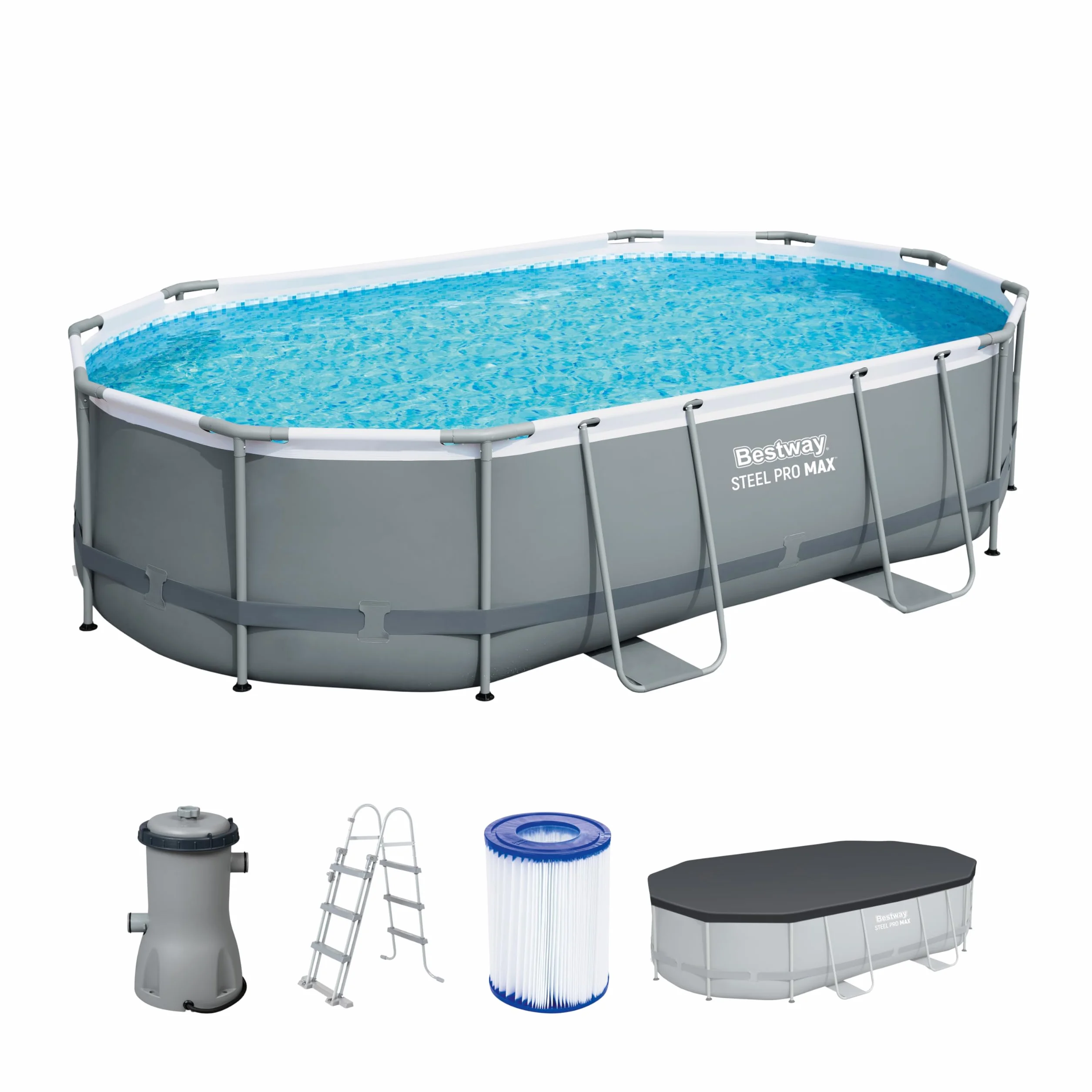 Bestway Steel Pro Max Kit Piscine Hors Sol 488 x 305 x 107 cm Gris