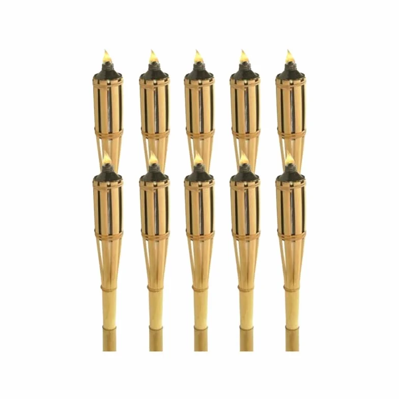 Torches à huile en bambou 120 cm Lot de 10