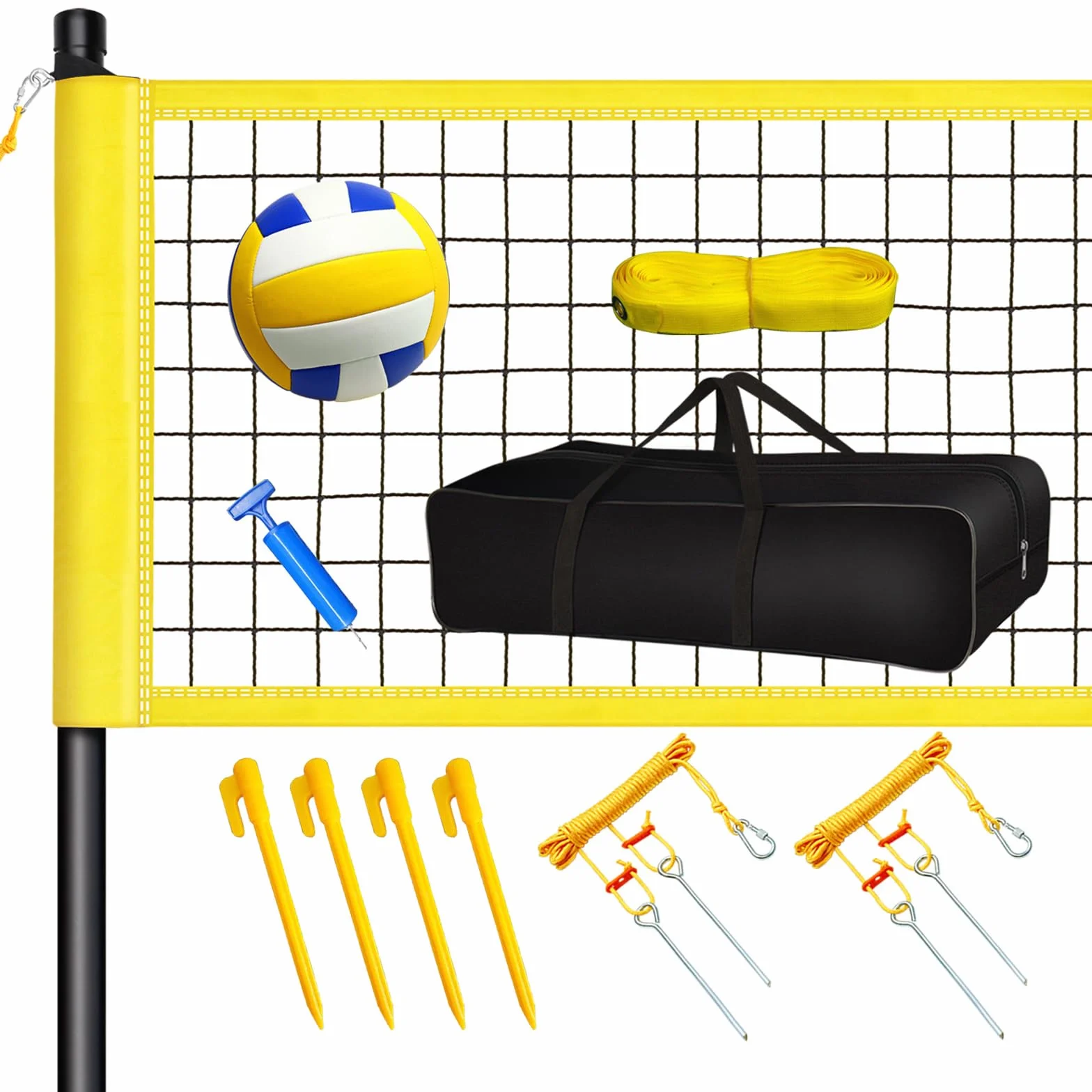 Filet de Badminton Volley-Ball Portable Réglable en Hauteur 9.75M x 0.91M Extérieurs