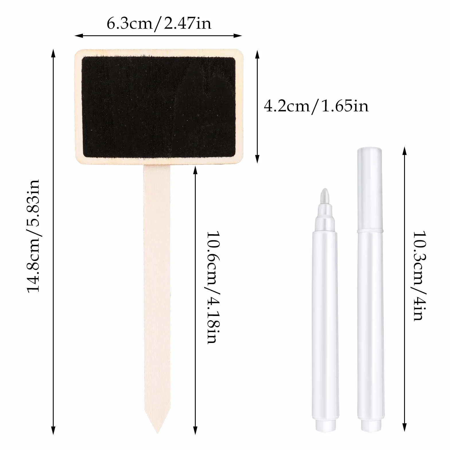 Étiquettes en Bois pour Jardin - Lot de 20 - Tableau Noir avec Stylo - Plantes Intérieur Extérieur