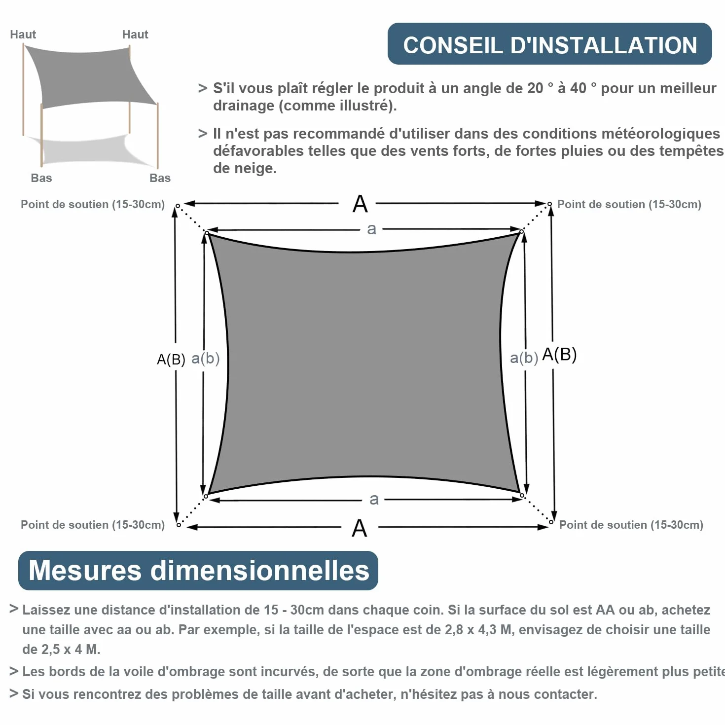 Voile d'ombrage Carré 2.5x2.5m Imperméable 95% UV Protection Extérieur Antracite