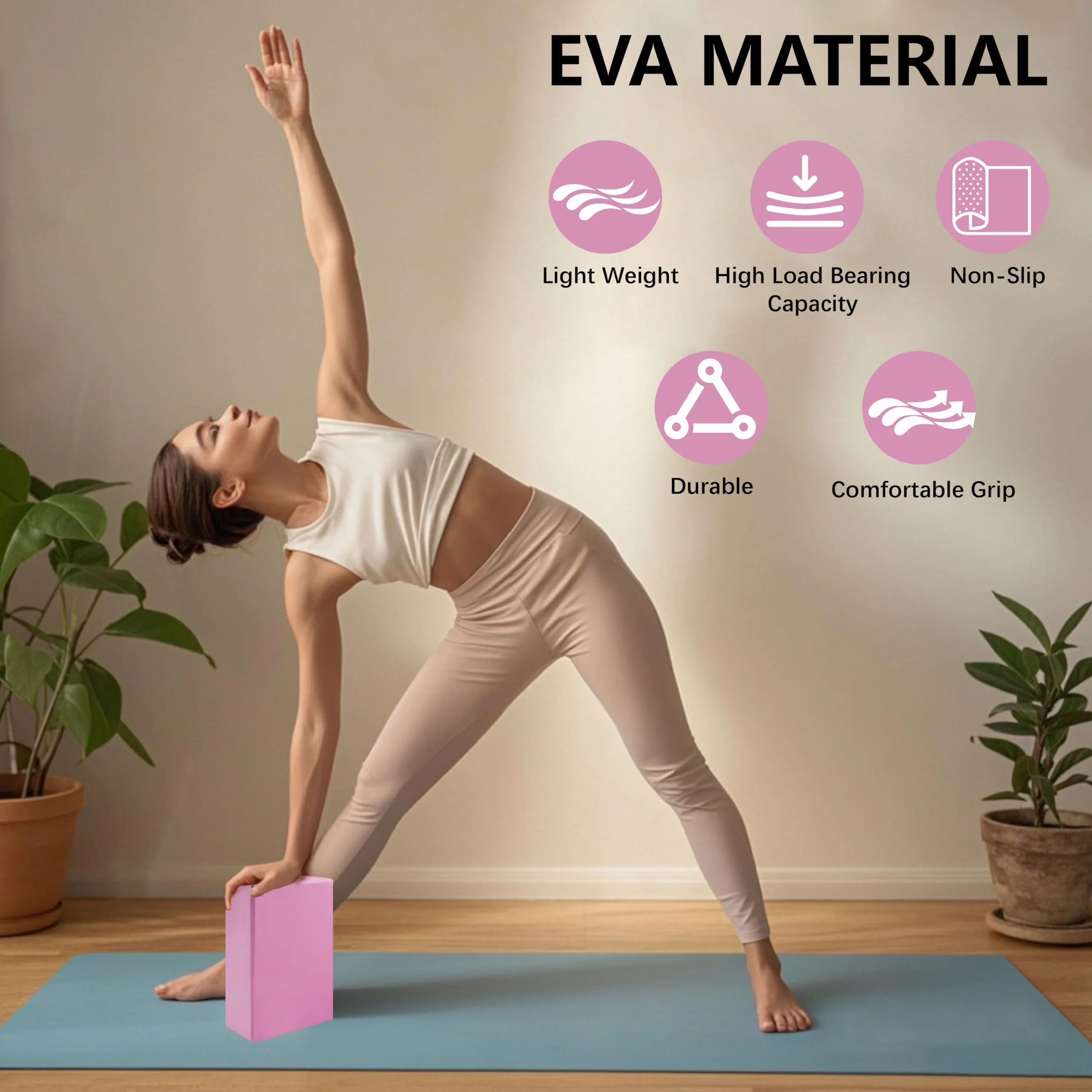 MAOMUN 6 Brique Yoga Brique De Yoga avec Elastique Musculation et Sangle, Antidérapants Ensemble Bloc Block Bloc Mousse, Doux Et Légers Kit pour Equilibre Etirement Pilates