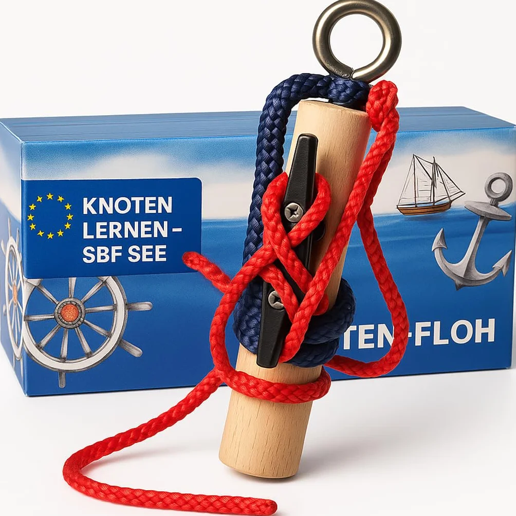 Kit d'exercice pour nœuds d'apprentissage des nœuds pour permis de bateau SBF See et pompiers, appareil d'entraînement avec plaque à nœuds et instructions (français non garanti)