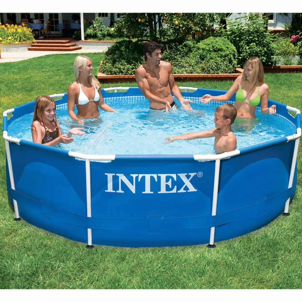 INTEX Piscine à structure métallique 305 x 76 cm bleu avec pompe