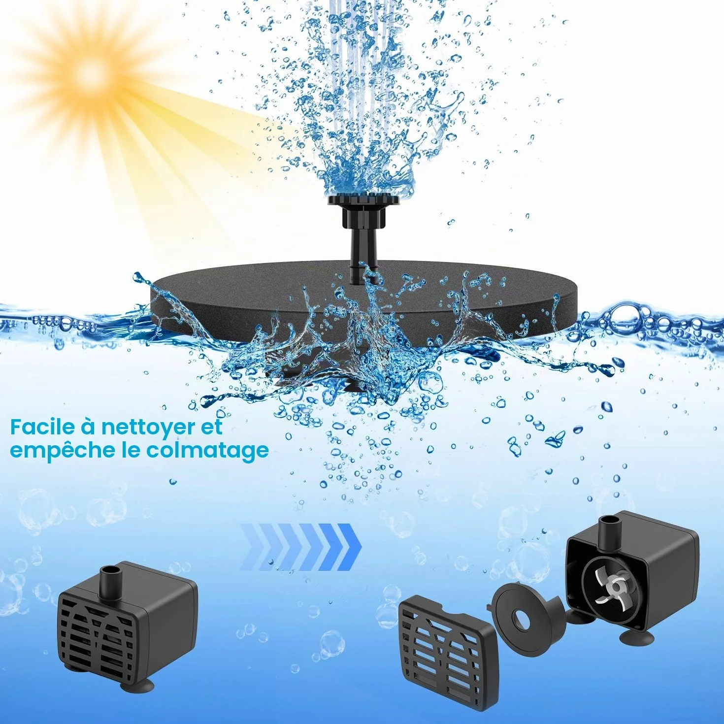 Fontaine Solaire Extérieur Flottante Pompe Bassin Solaire 5.5W pour Jardin Étang