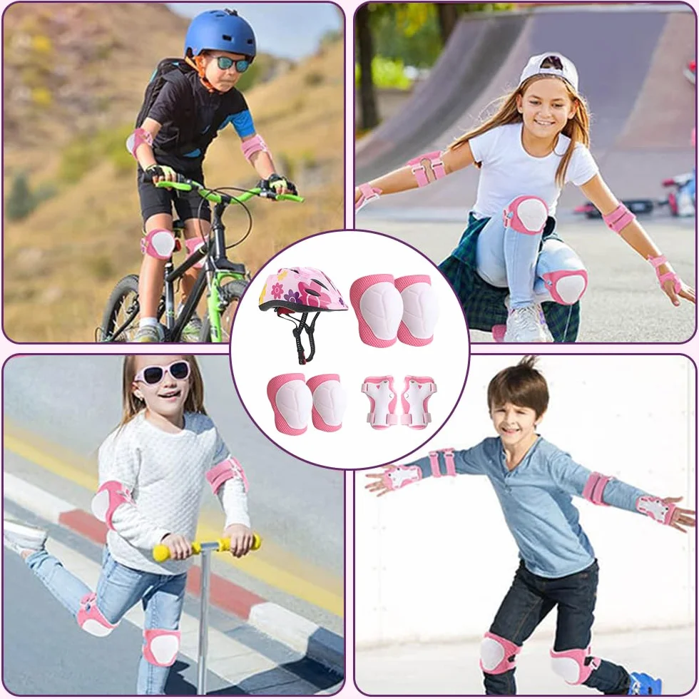 Mineup Genouillères avec Casque Protection Enfants 3-10 Ans Scooter Cyclisme Patins