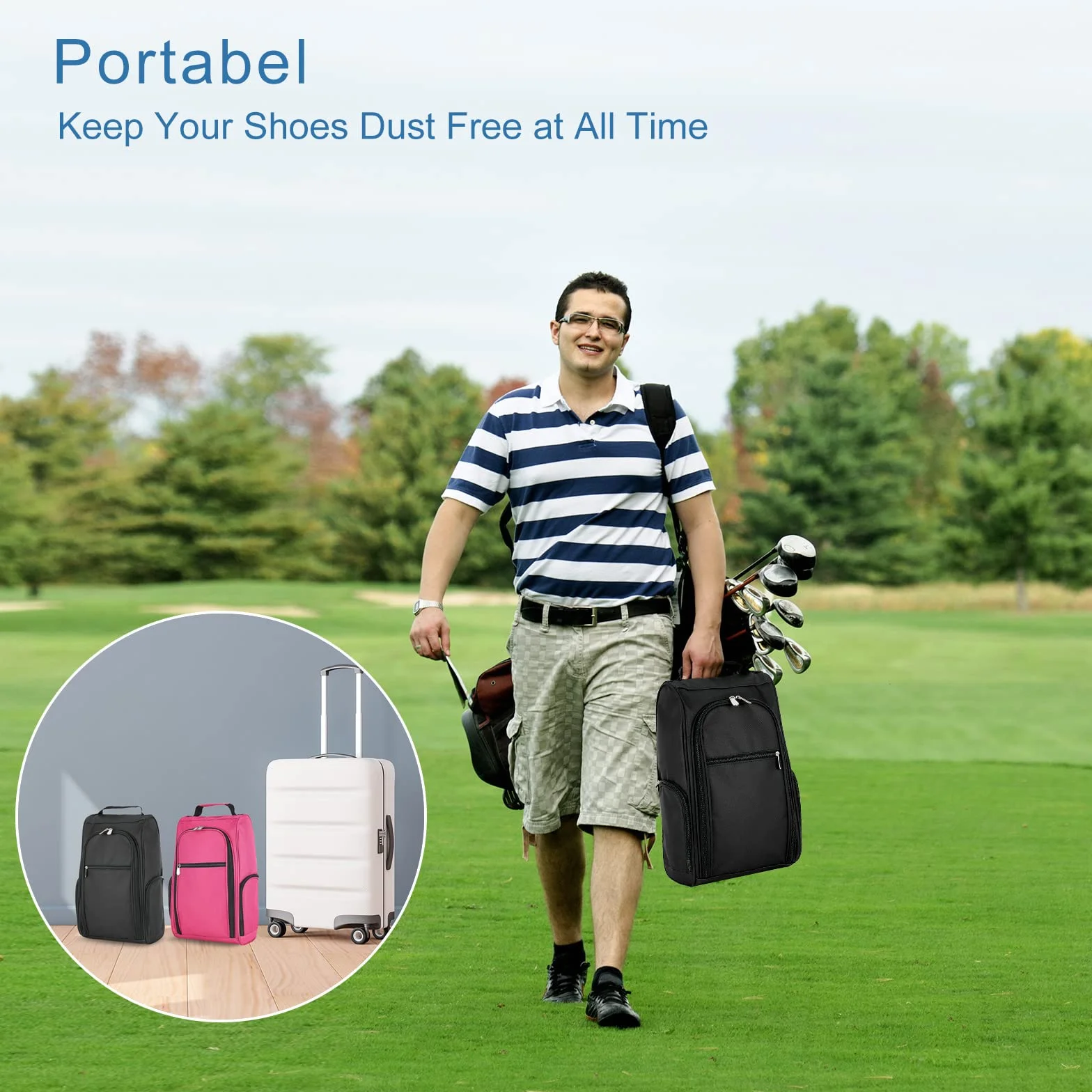 Sac à Chaussures de Football avec 3 Poches Zippées, Housse Rangement Voyage Sport Noir