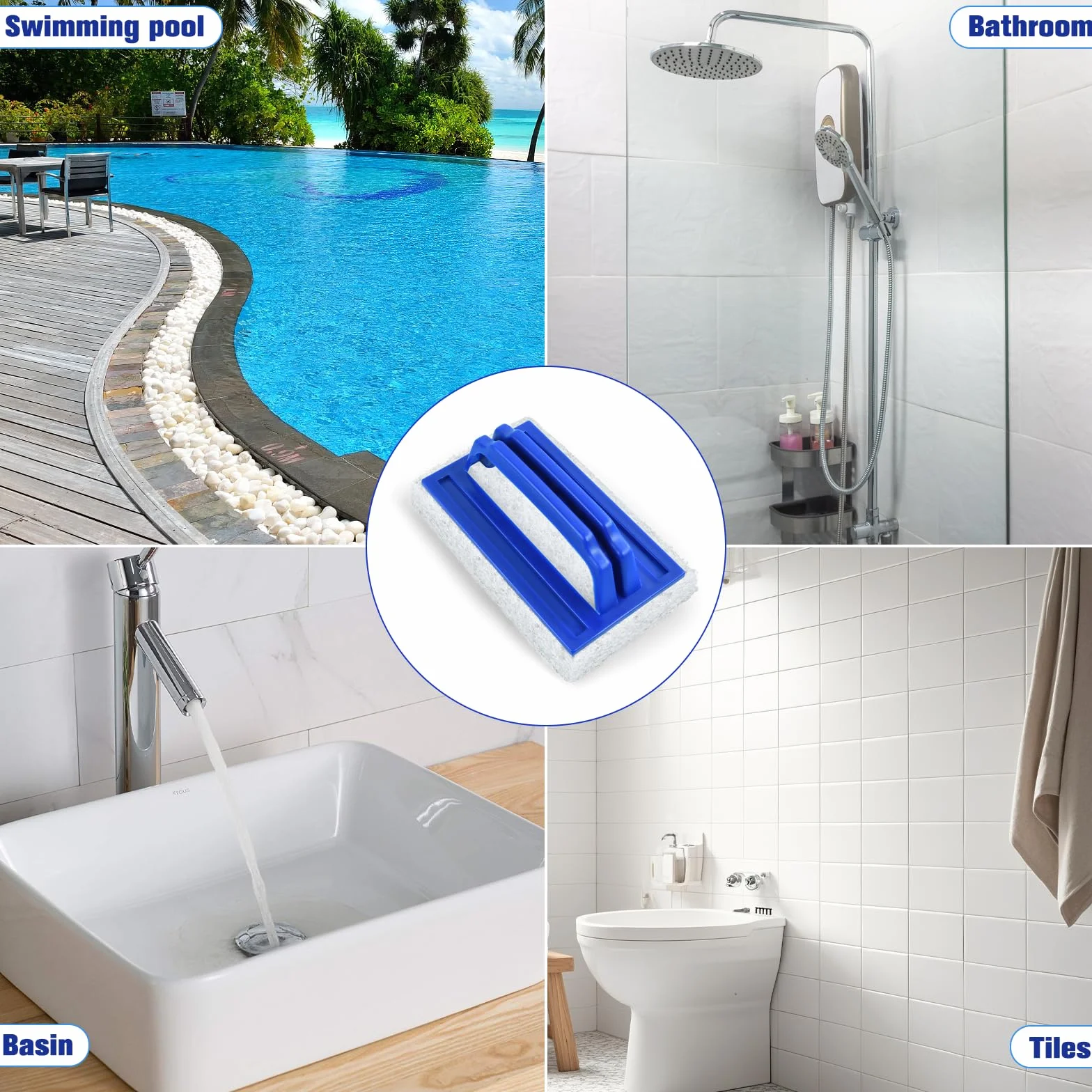 Brosse Éponge Ligne d'eau Nettoyage Piscine avec Poignée