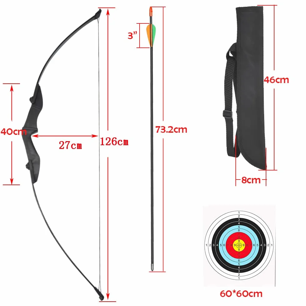 30-40lbs Bow and Arrow Set Youth Beginner Bow Set avec 6 flèches en Fibre de Verre pour Les débutants dans Le tir à l'arc et la Chasse en Plein air