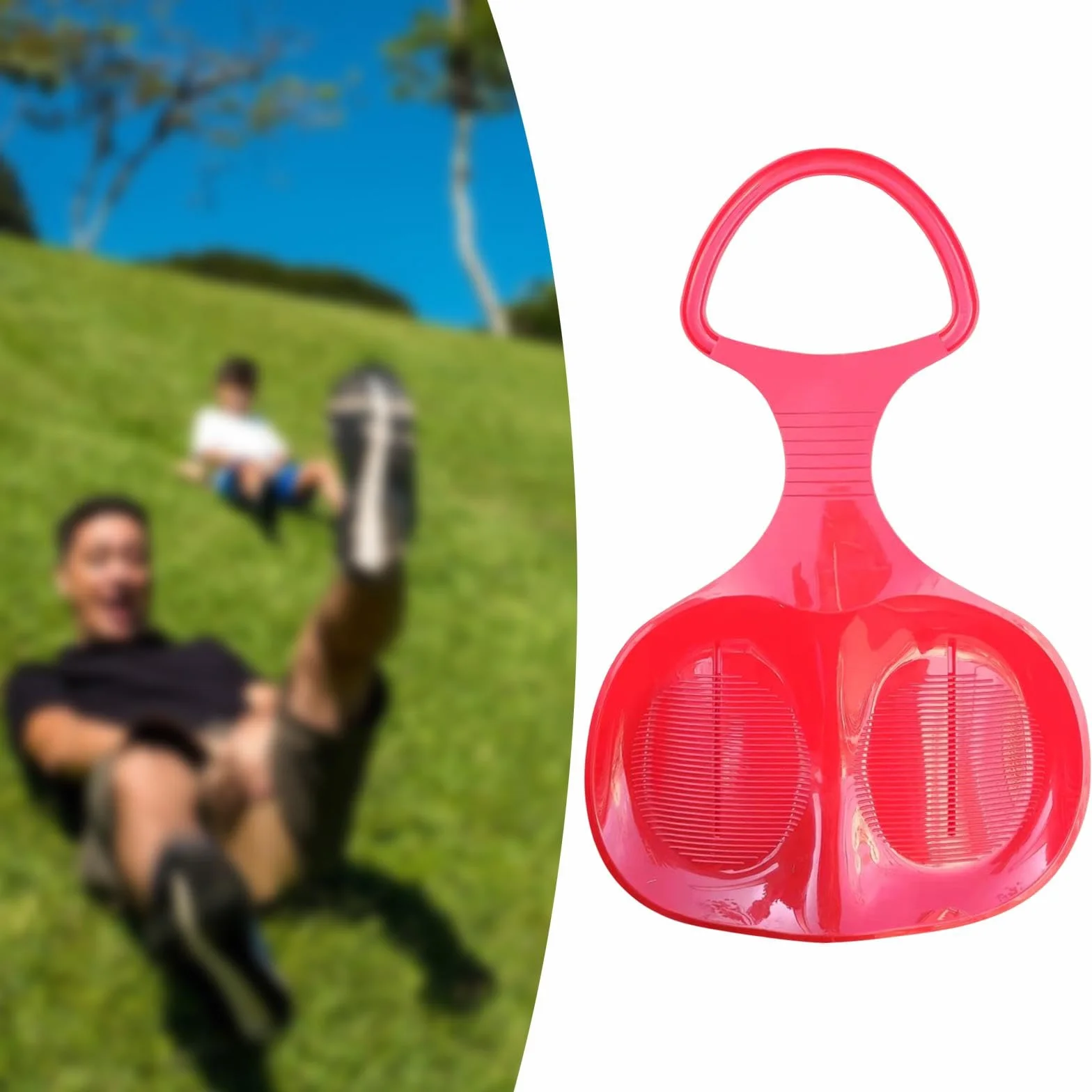 Luge à Neige, Toboggan avec Poignée, Luge Robuste pour Herbe et Sable, Toboggan pour Enfants, Adultes, Garçons et Filles
