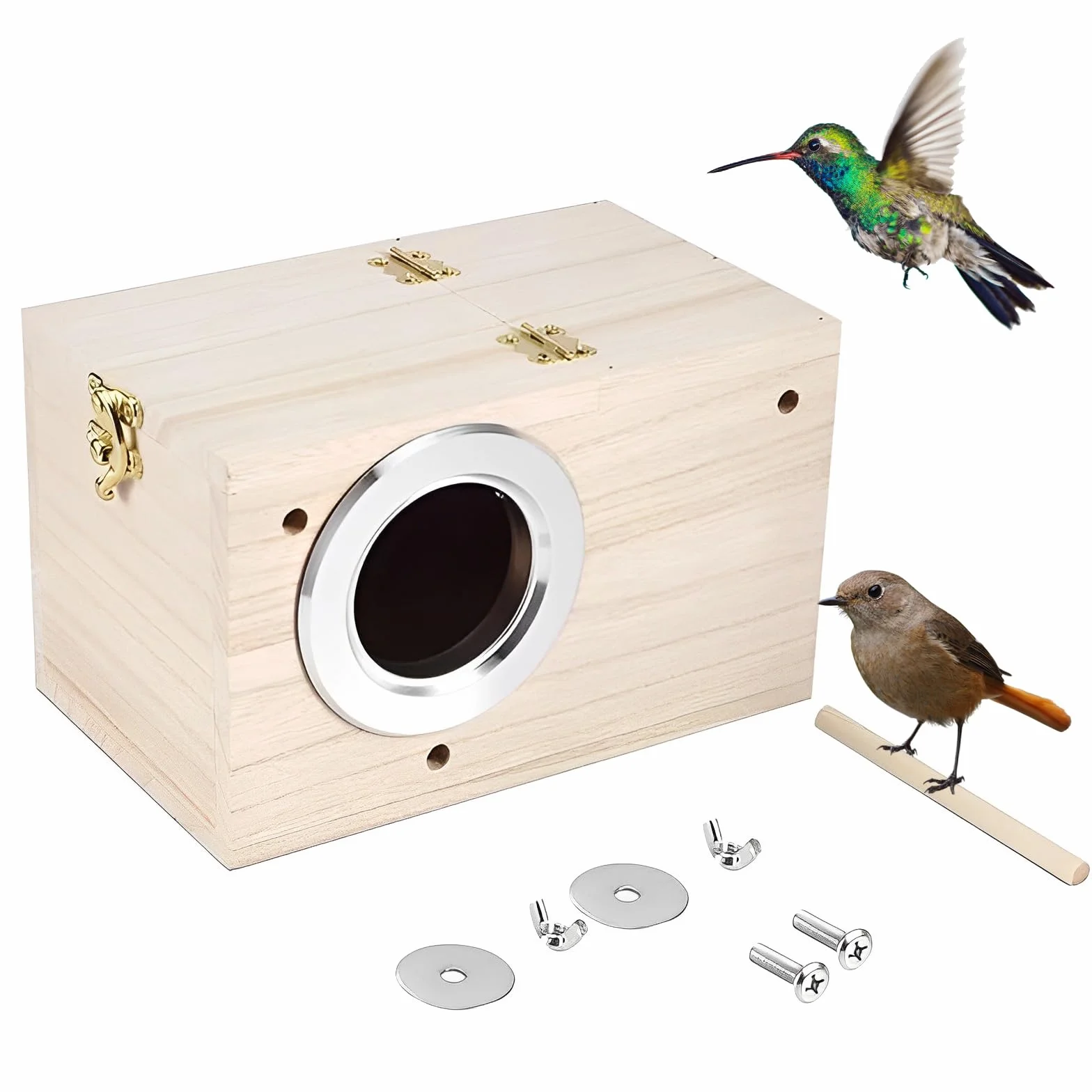 Boîte D'élevage de Perroquets en Bois Massif Nichoir Volière pour Oiseau D'amour Perruche