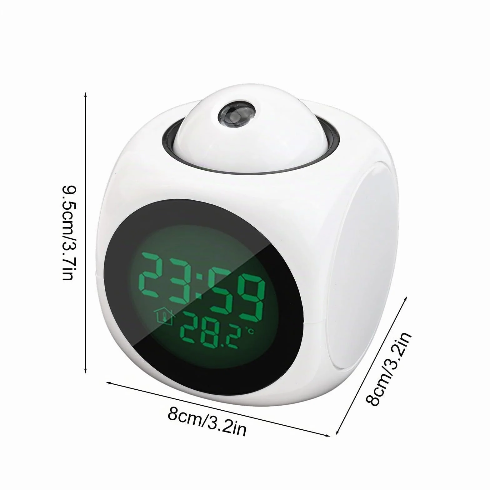 Réveil projection plafond multifonction avec température et snooze blanc