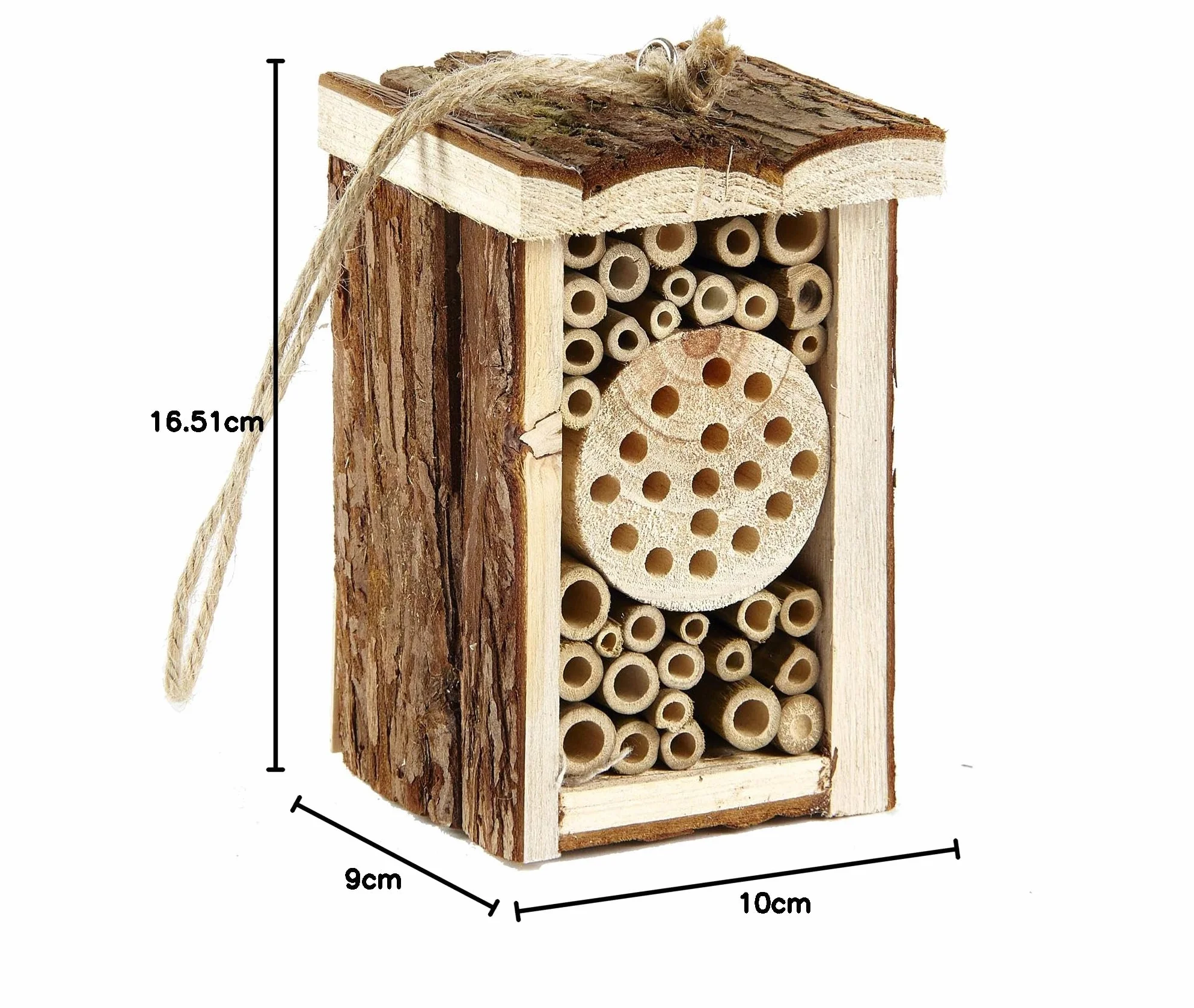 Hôtel à insectes en bois écologique pour abeille papillon 16,5 cm