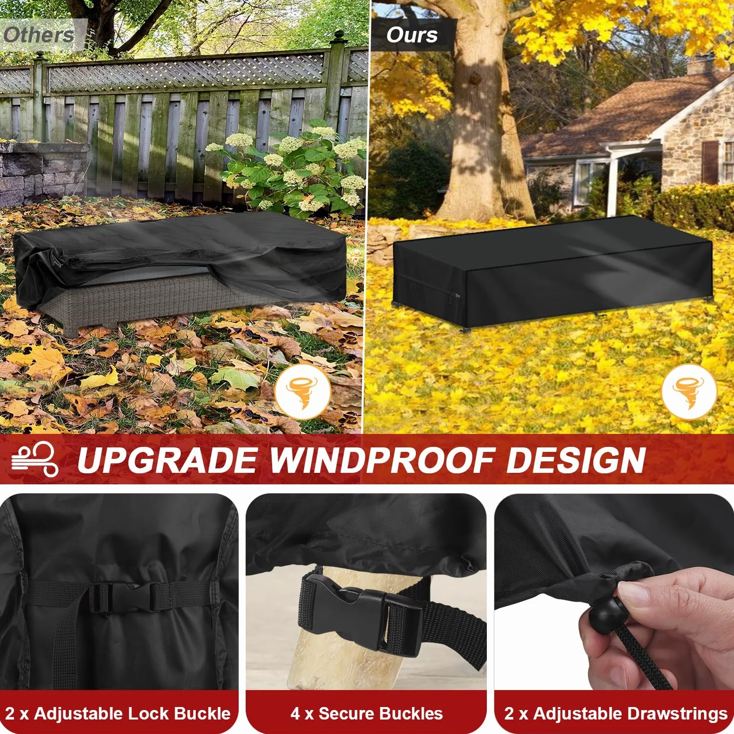 LAMUNI Housse de Protection Transat Jardin 420D Oxford Impermeable Anti-UV 218x77x55cm