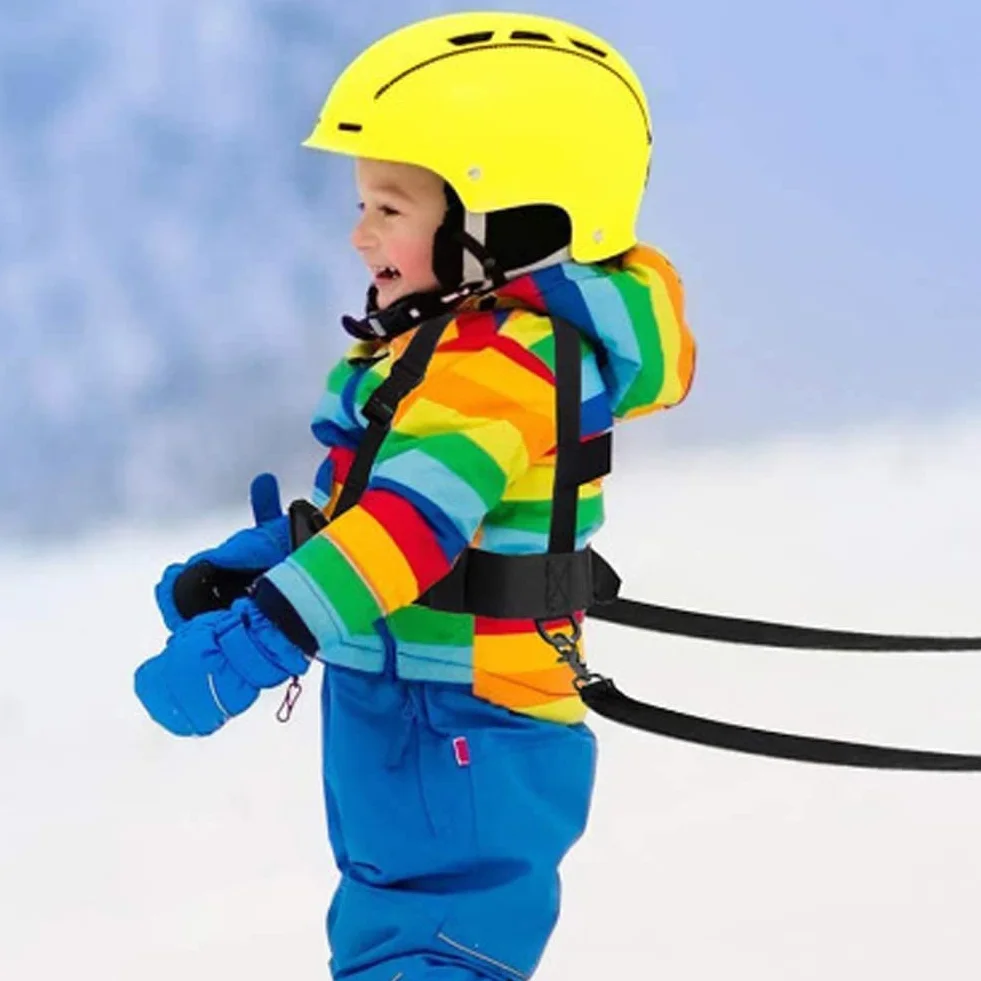 YJZQ Harnais de Fixation Harnais d'entraînement de Ski Harnais et Laisse réglables avec Pochette pour Enfant Sport Alpin Parent et Enfant Bande de Sécurité Anti Chute pour Patinage Snowboard