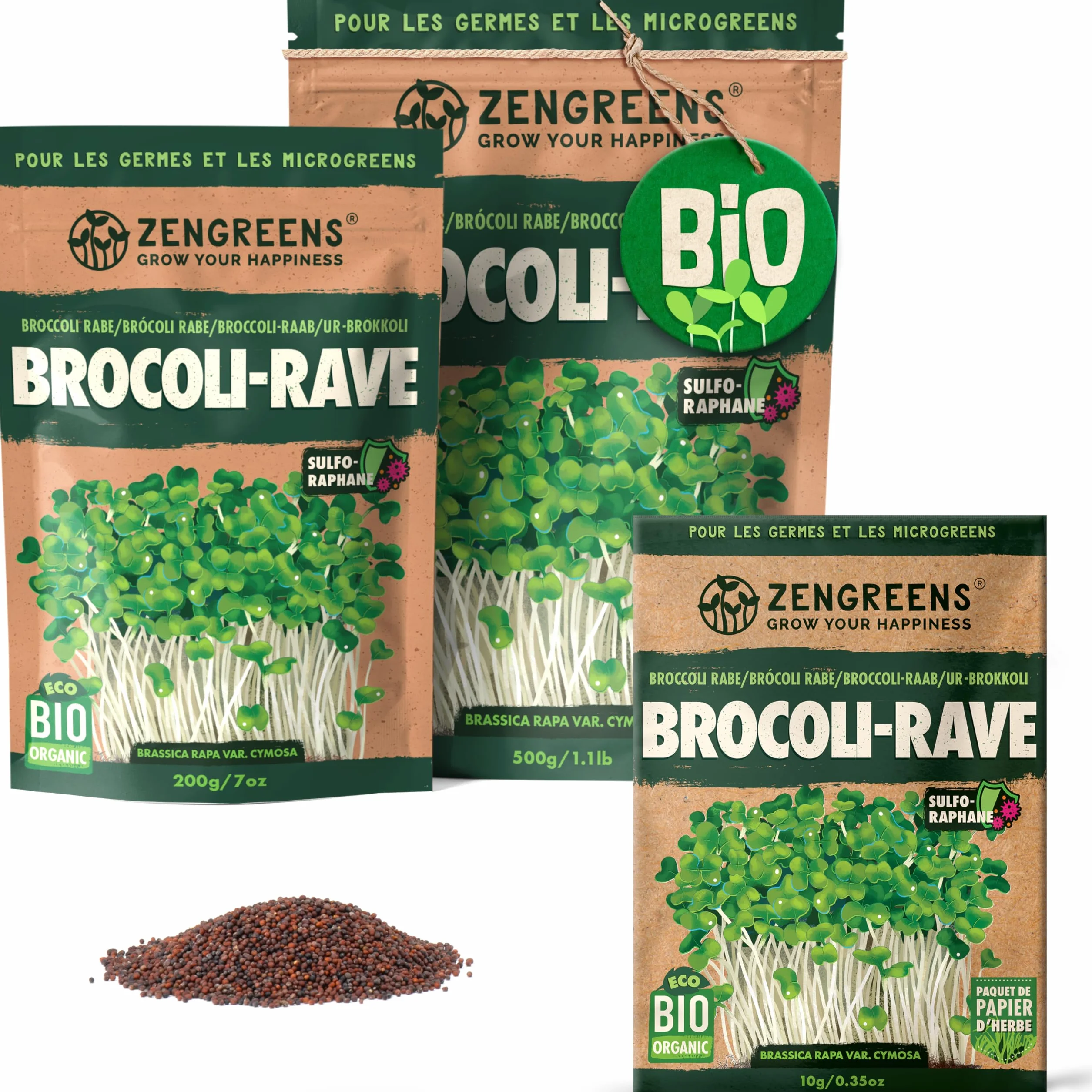 Graines de brocoli bio ZenGreens - Microgreens - 10g, 200g, 500g - Taux de germination 97%