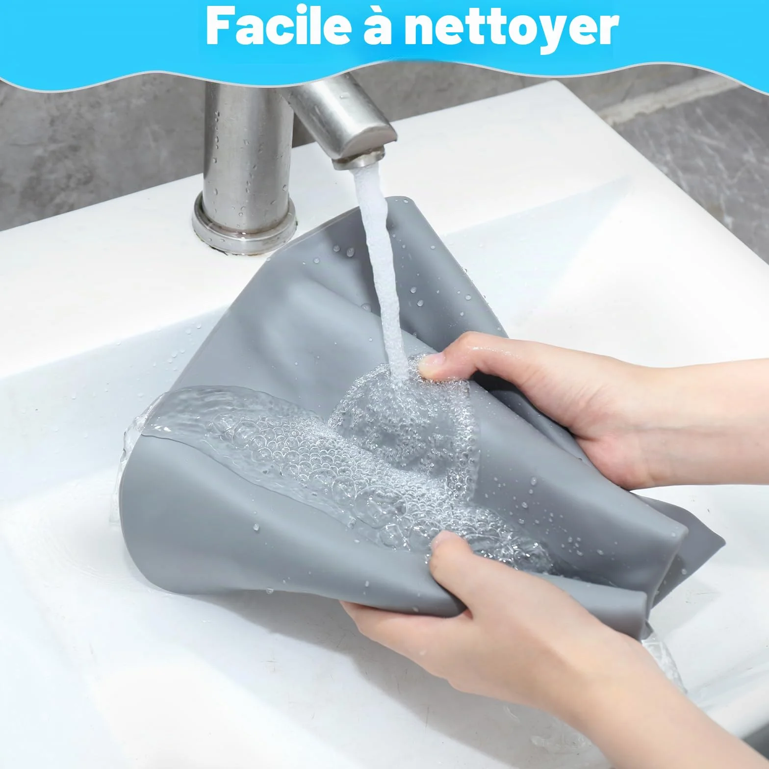 Tapis Silicone Grand 70 x 50cm Antidérapant Résistant à la Chaleur Cuisine Gris