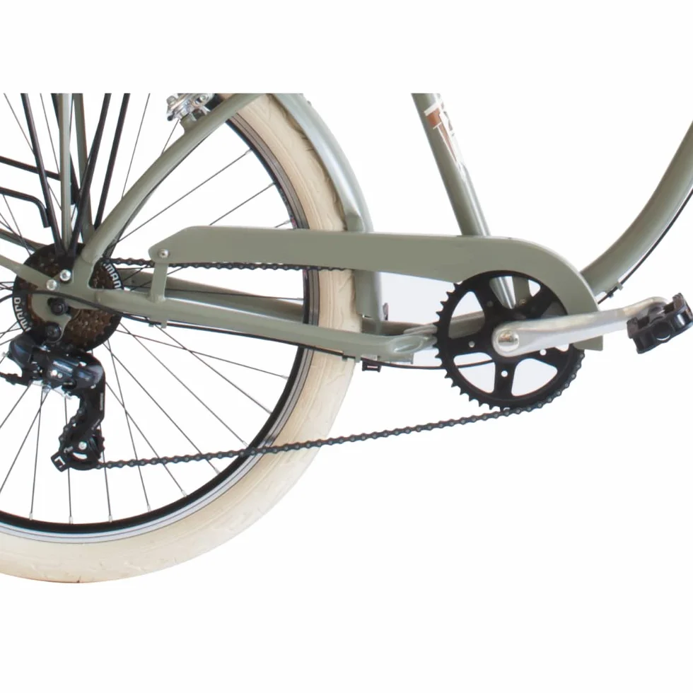 Vélo Beach Cruiser Homme 26" | Roues Larges 26" Veló American Cruiser 26" | Veló de Ville Urbain Homme 6 Vitesses, Cadre en Aluminium, Garde-Boue, lumières LED et Porte-Bagages