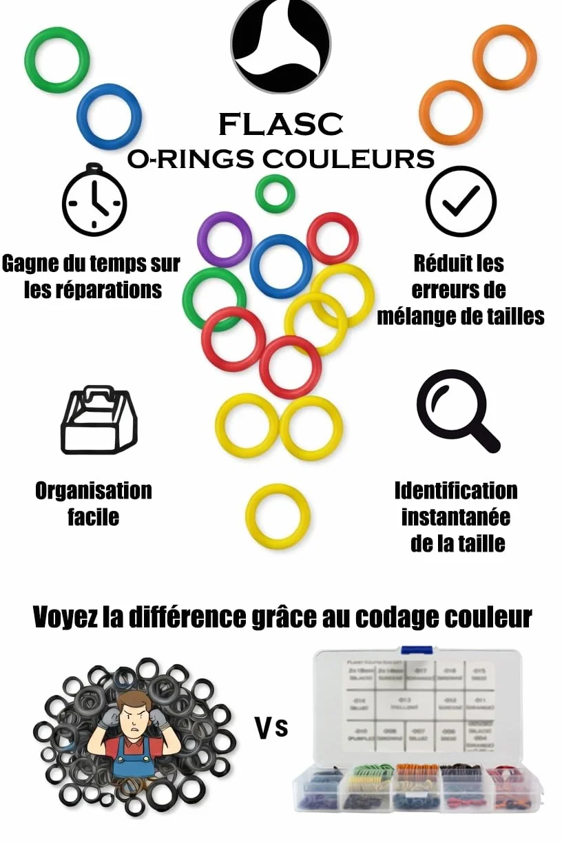 Flasc Paintball Kit de Reconstruction de Joints Toriques – Compatible avec Les Marqueurs Spyder – Code Couleur, 3 Reconstructions Complètes, Boîtier de Rangement Inclus