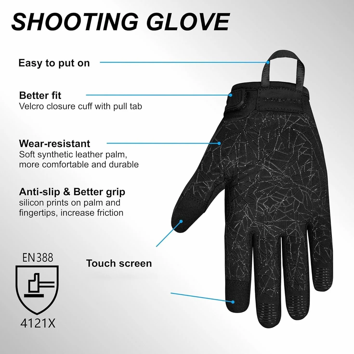 Gants tactiques de police avec écran tactile - Protection contre l'abrasion EN 388 niveau 4 - Respirants, légers, antidérapants, doigts complets pour l'extérieur, l'armée, l'entraînement