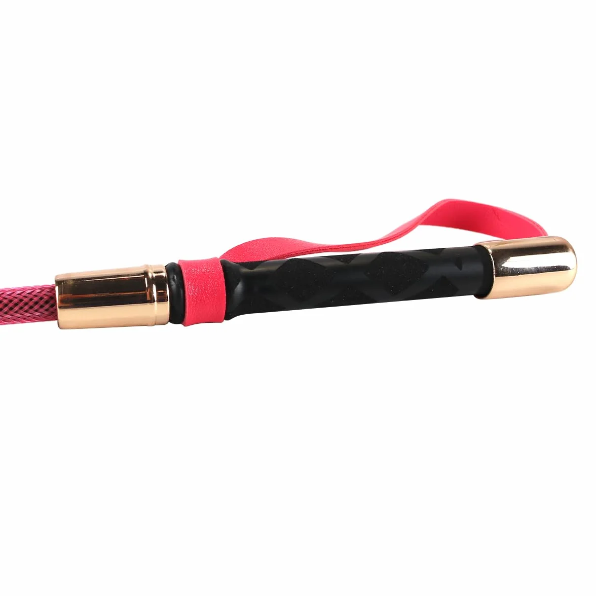 Cravache d'équitation 34 cm avec poignée antidérapante en gel (rose)