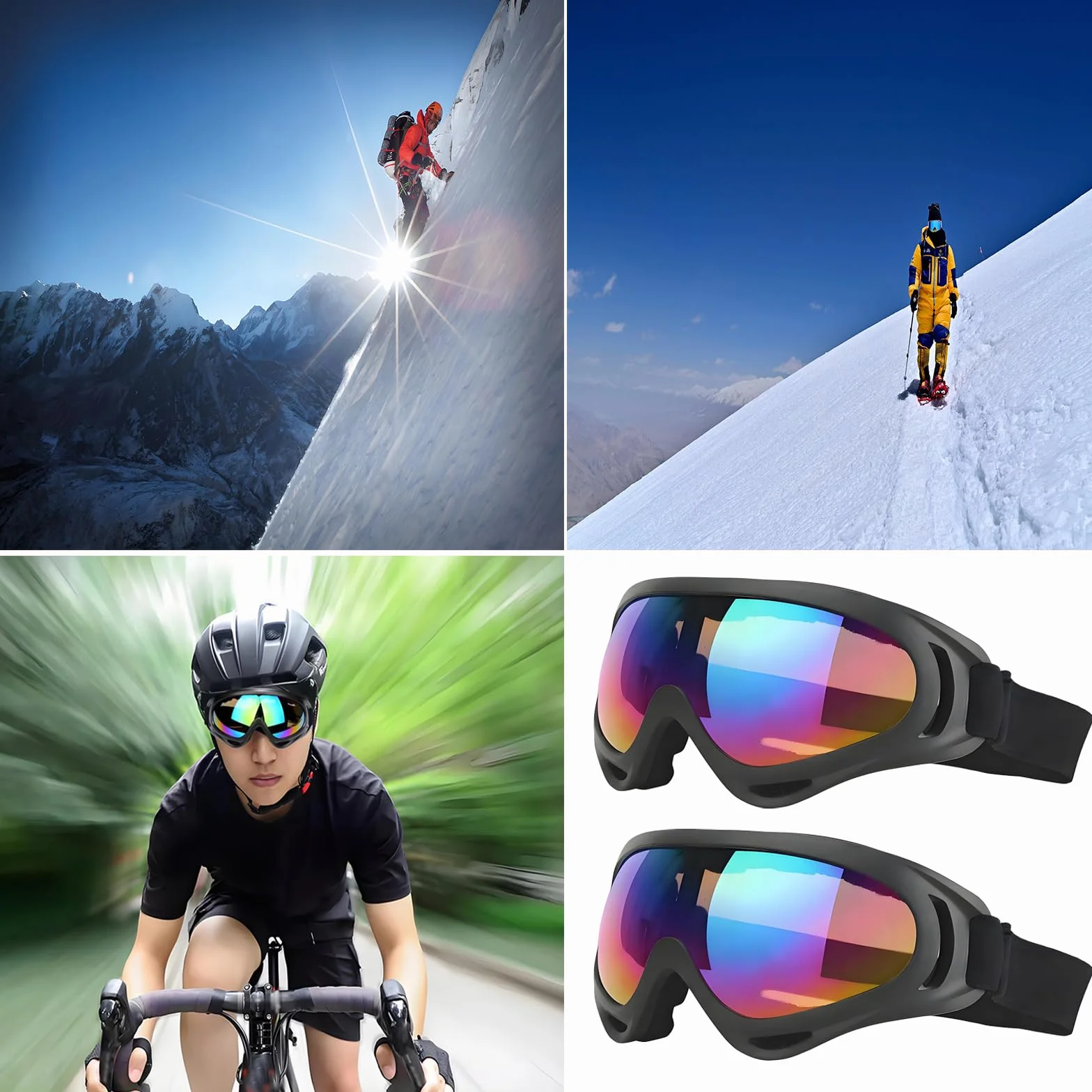 Lunettes De Ski 2 Pièces Masques De Snowboard Motoneige Moto Rembourrage En Mousse Hommes Femme