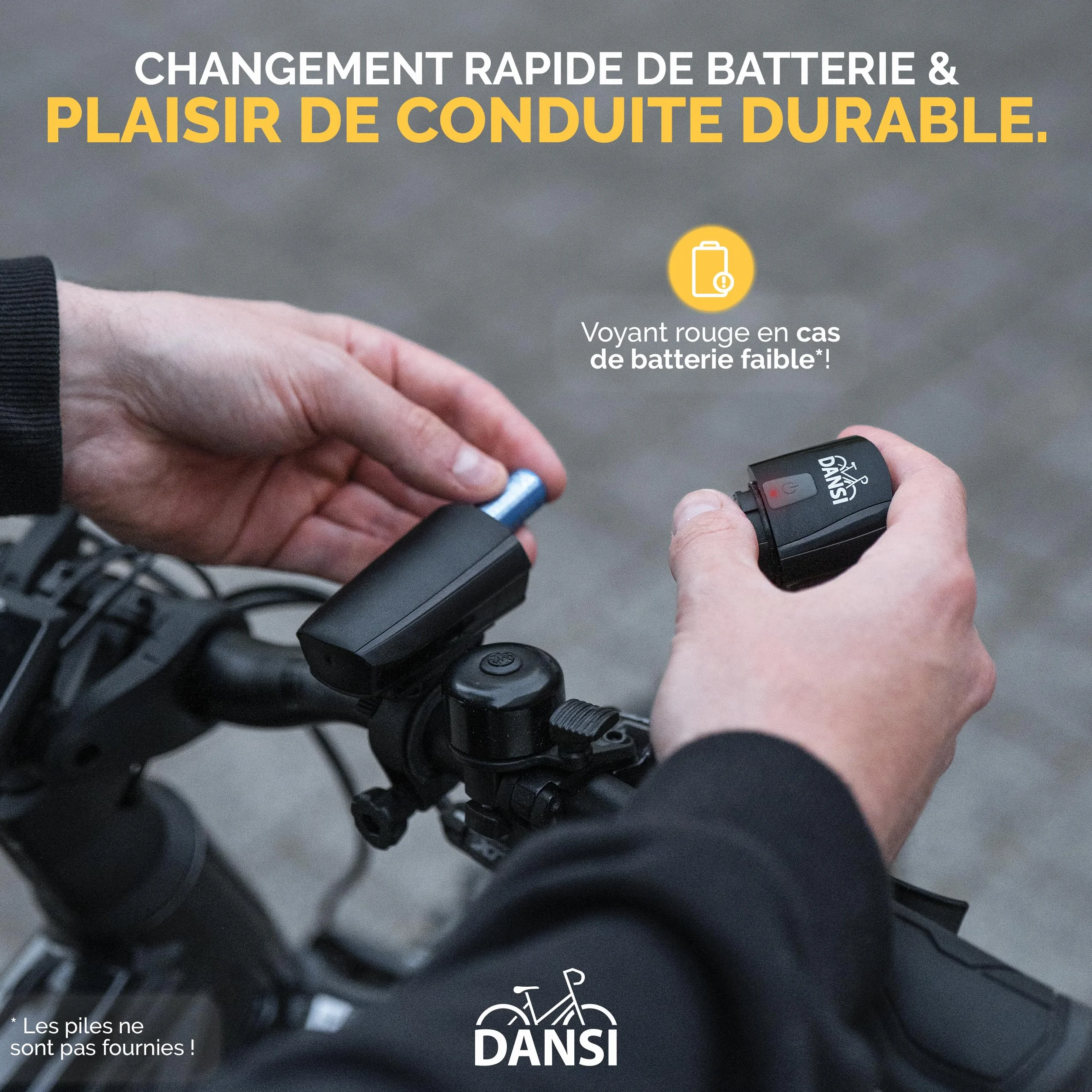 DANSI LED Light Set - Eclairage de vélo homologué StVZO avec 60, 30 & 15 Lux | Eclairage de vélo LED Avant+arrière |Ajustement Automatique de l'éclairage & Montage sans Outil| Résistant à la Pluie