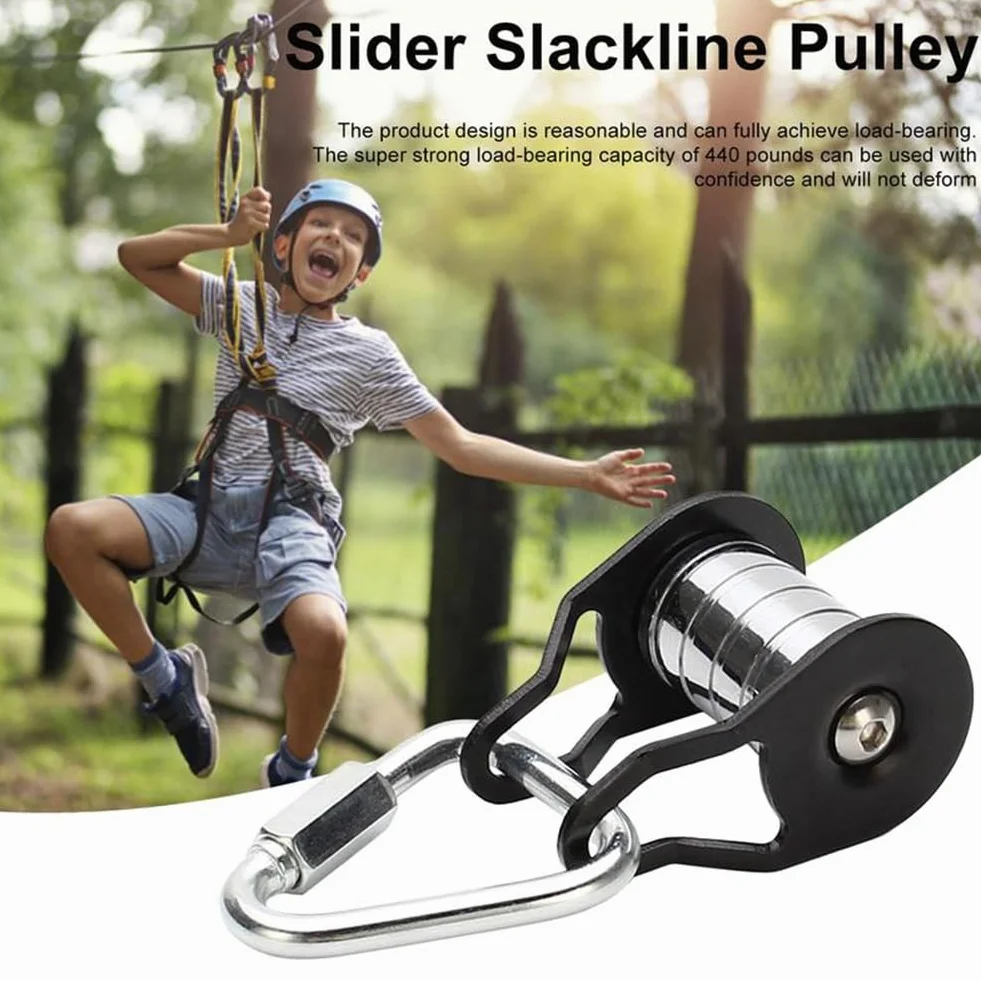 SweetSerenade Poulie Slackline avec mousqueton pour enfants dans le jardin - Fournitures d'entraînement pour fitness, parc, pelouse