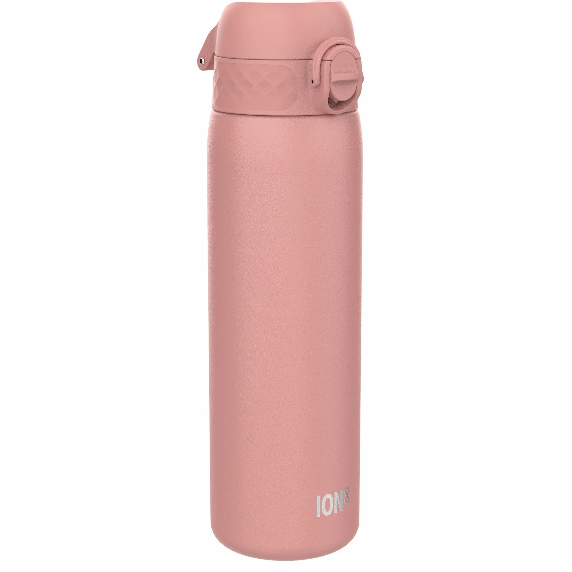 Ion8 Gourde Inox Léger, 600ml, Non Isolé, Anti-Fuite, Facile à Ouvrir, Verrouillage Sécurisé, Lavable au Lave-Vaisselle, Poignée de Transport, Durable, Acier Inoxydable, Rose Cendré