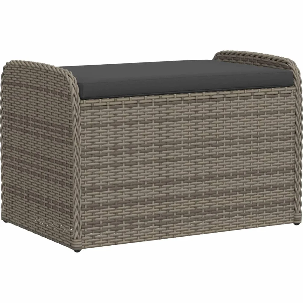 Coffre de Rangement Extérieur 80 cm Résine Tressée Gris avec Coussin