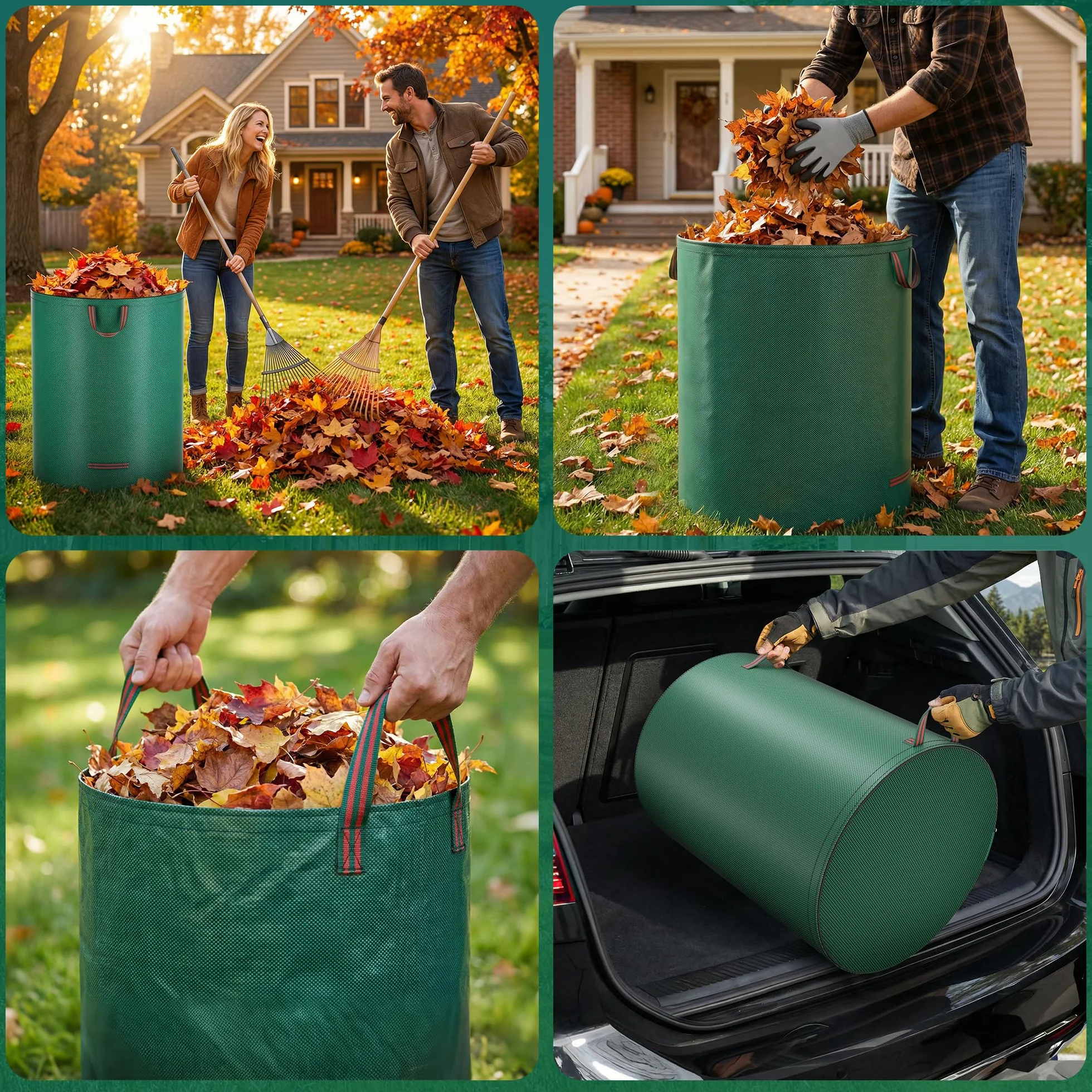 Sac Jardin 272 L Avec Couvercle Et Gants - 3 Sacs Déchets Verts