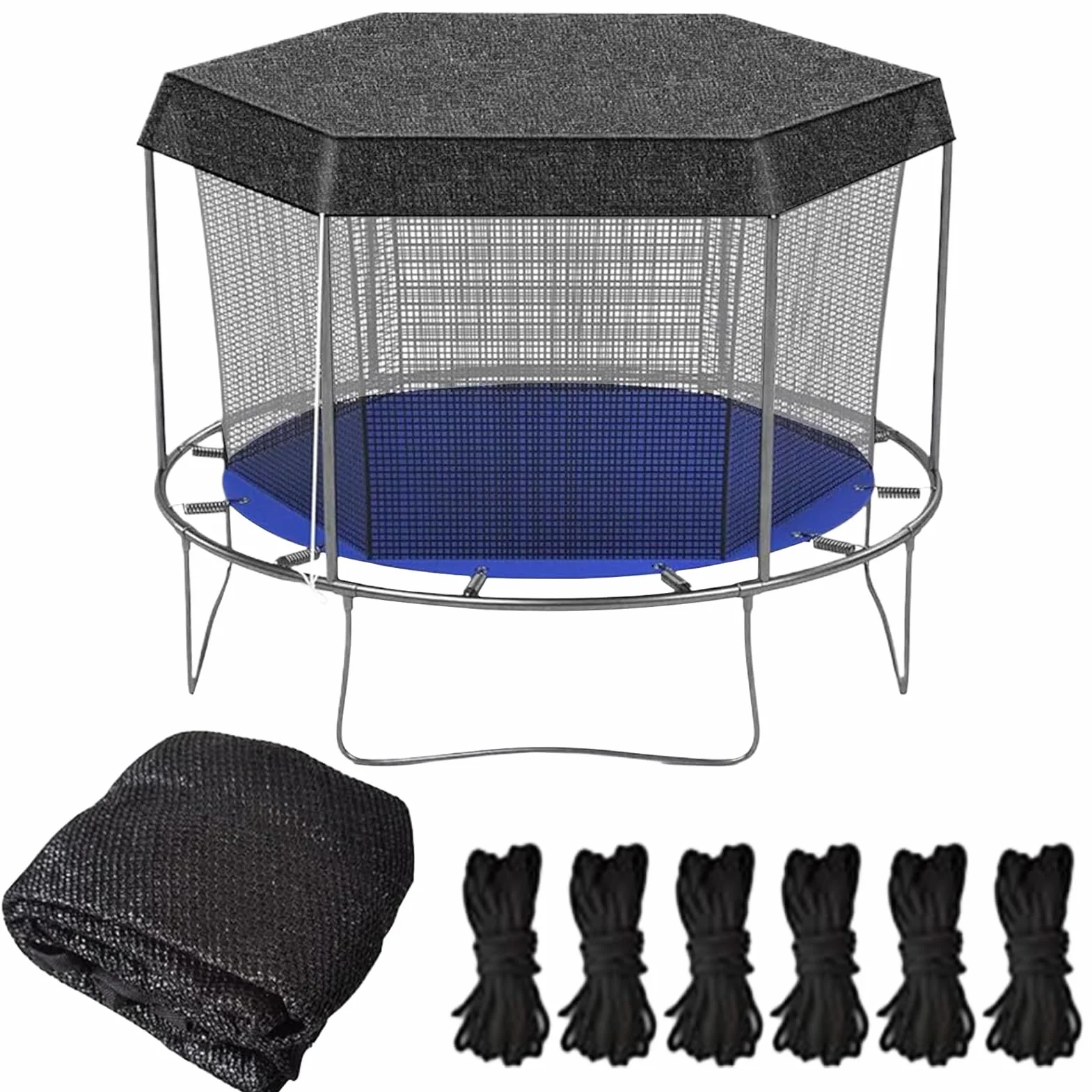 Housse d'ombrage Trampoline Ø183-427cm Toit Pare-Soleil 6/8 Poteaux Anti-UV imperméable