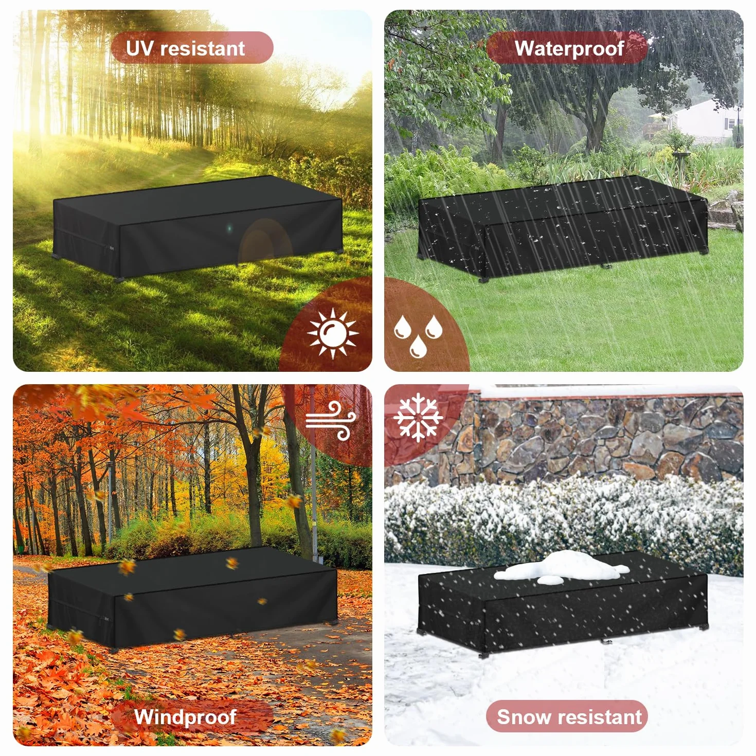 LAMUNI Housse de Protection Transat Jardin 420D Oxford Impermeable Anti-UV 218x77x55cm