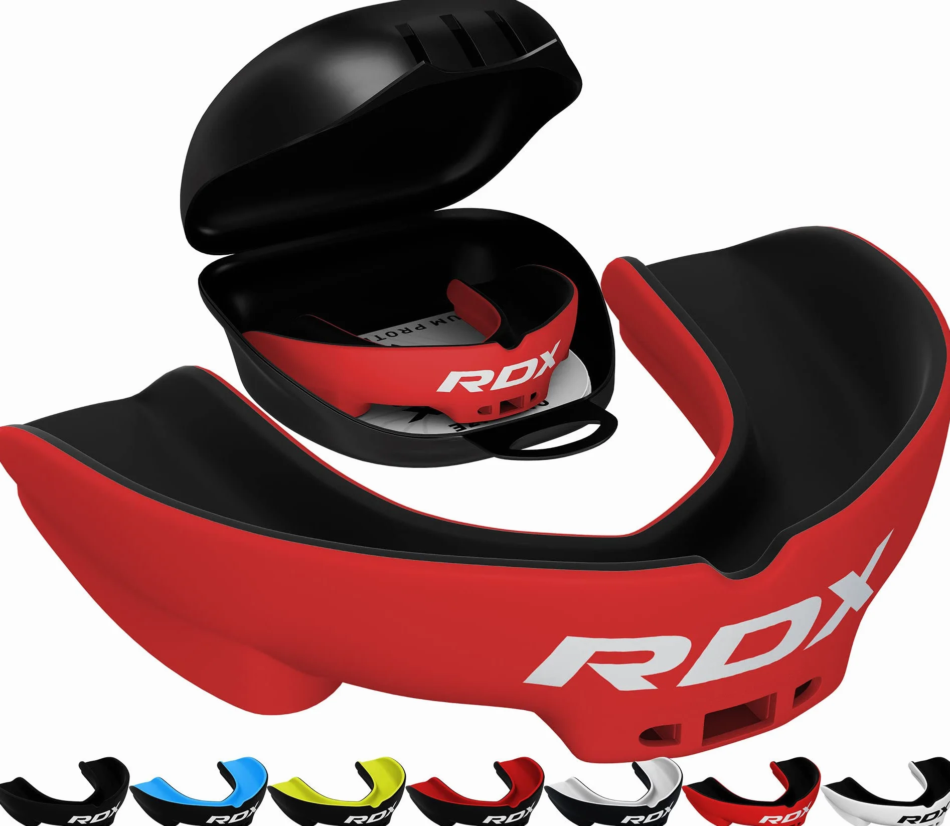 RDX Protège-Dents, Gouttière Coque Dentaire Pour Rugby, MMA, Hockey, Judo, Karaté, Arts Martiaux et Boxe, Respirant et Ajustable, Contient une boîte de rangement unique.