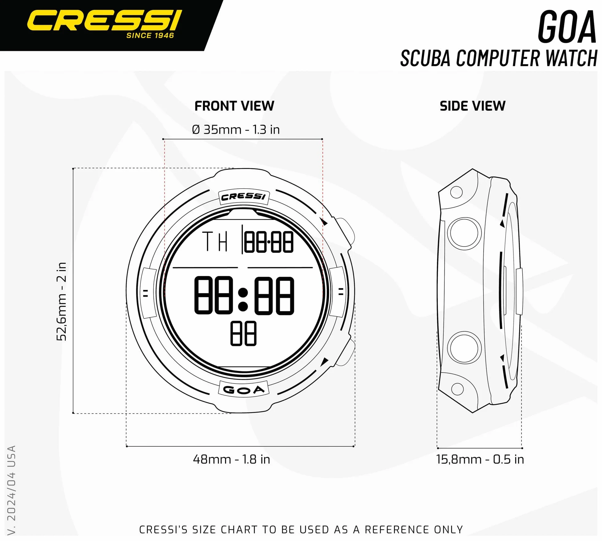 Cressi Goa-Ordinateur de Plongée et Horloge