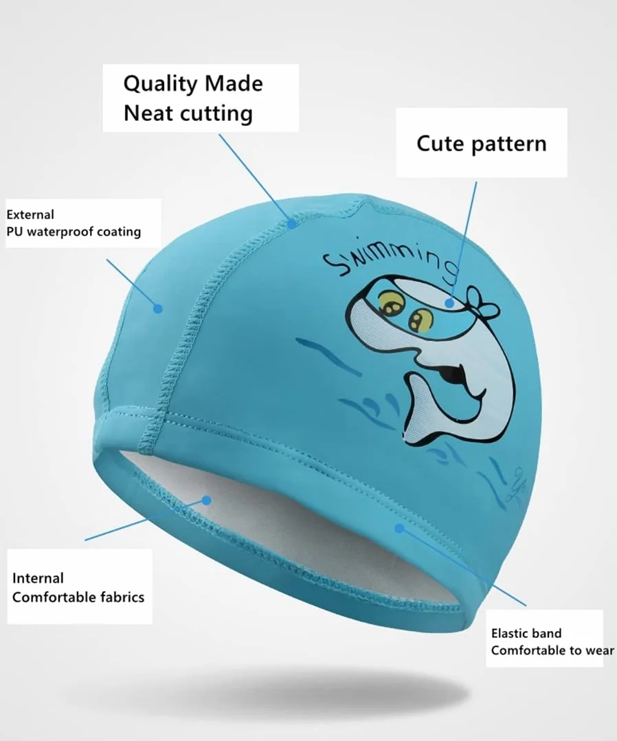 Bonnet de Bain Imperméable pour Enfants 3-10 Ans Garçons Filles